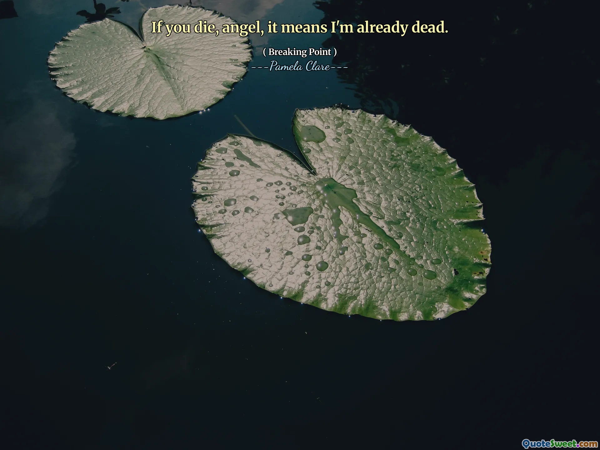 If you die, angel, it means I'm already dead.