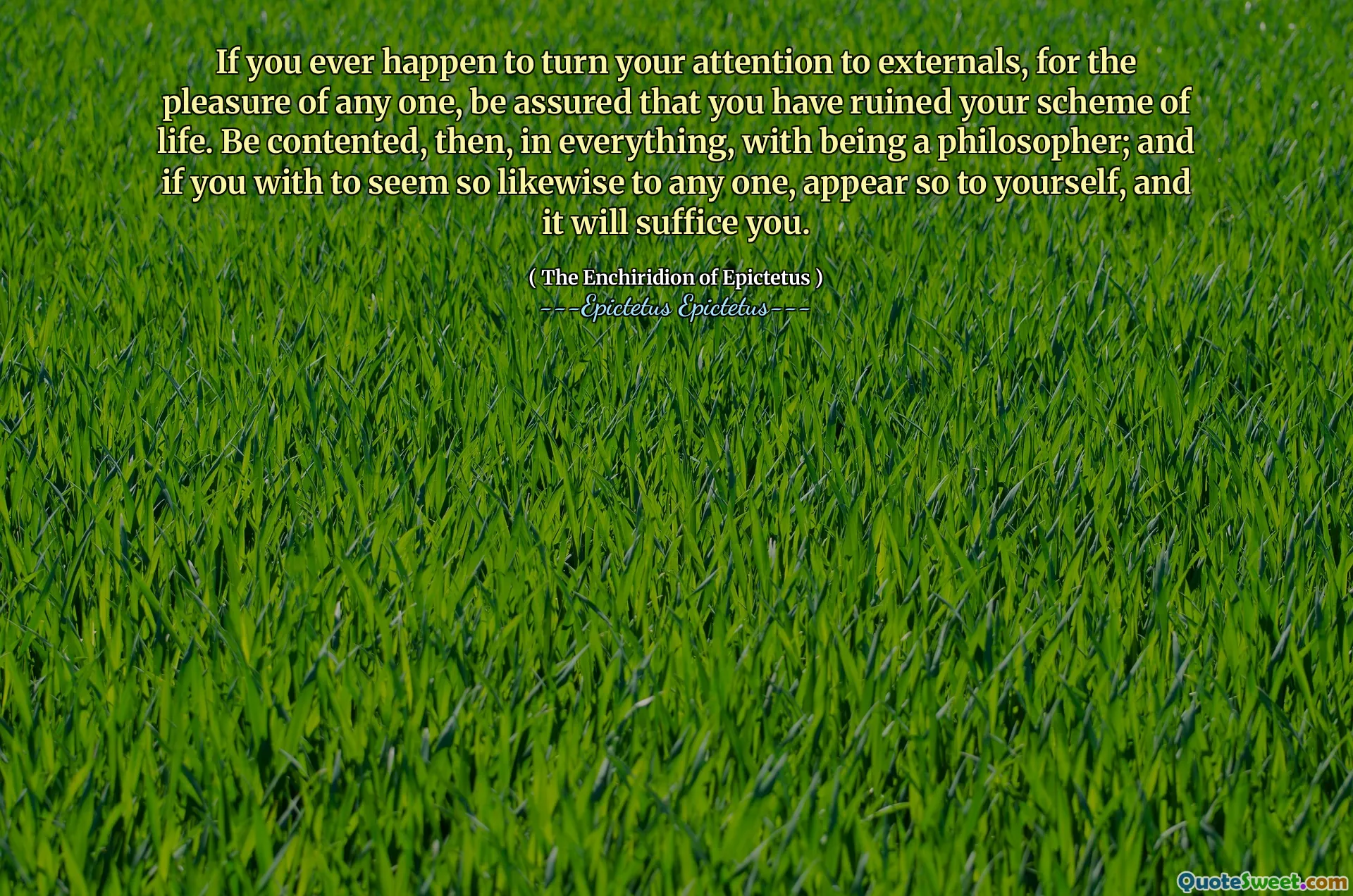如果您碰巧将注意力转向外部，为了任何人的乐趣，请确保您已经破坏了生活计划。那么，在一切中都满足于哲学家；而且，如果您对任何一个人来说似乎都如此，那就看起来就足够了。