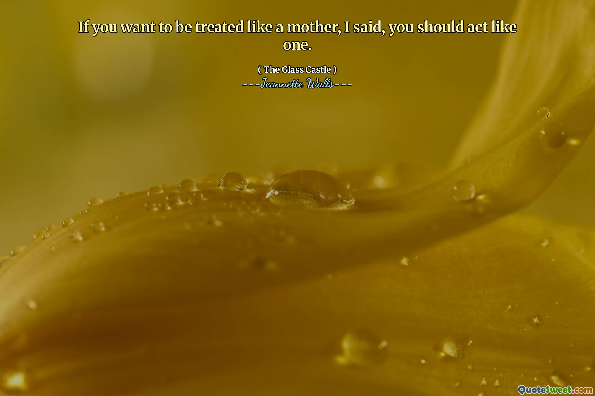 Se vuoi essere trattato come una madre, ho detto, dovresti comportarti come uno.