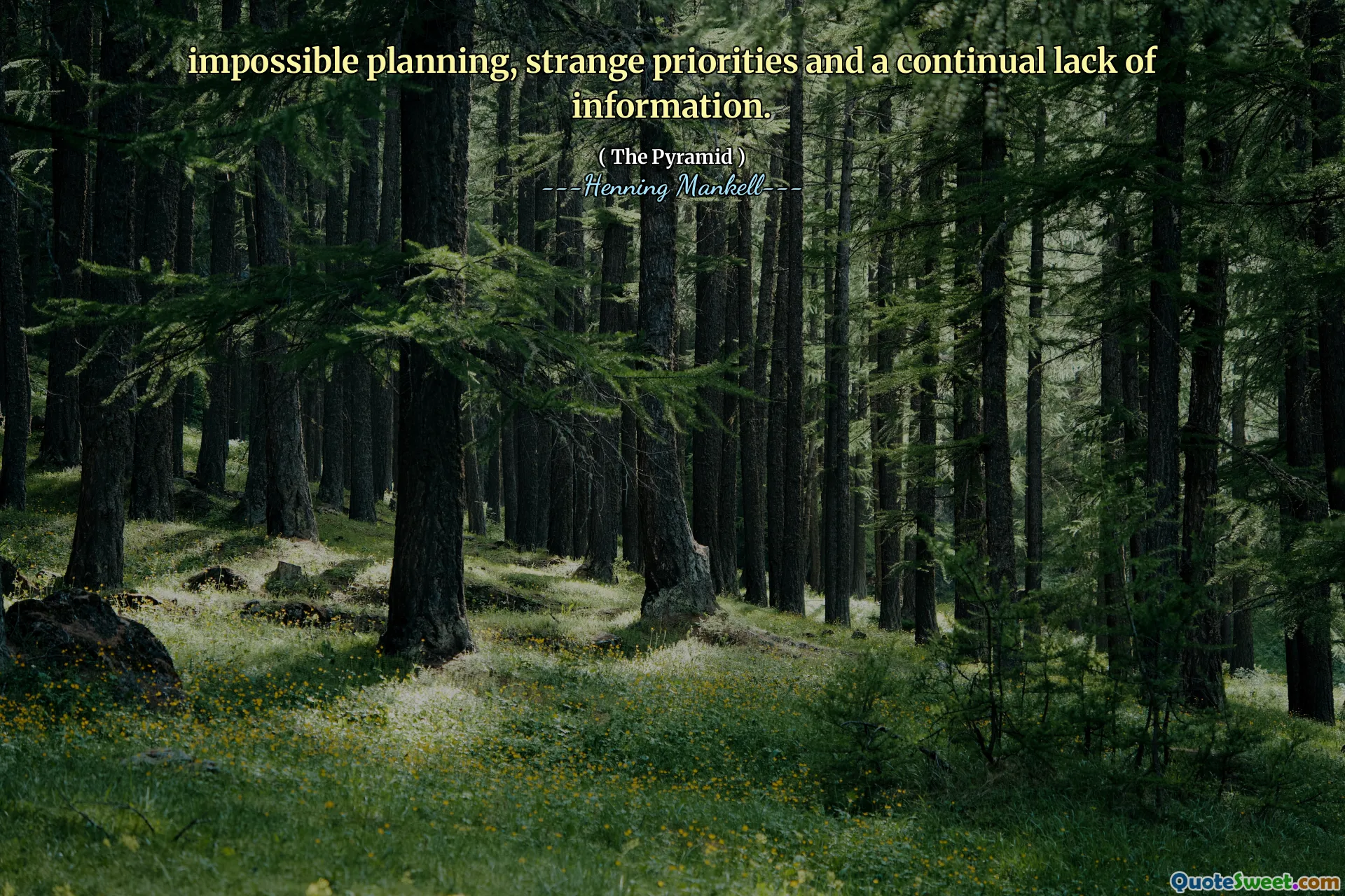 impossible planning, strange priorities and a continual lack of information.