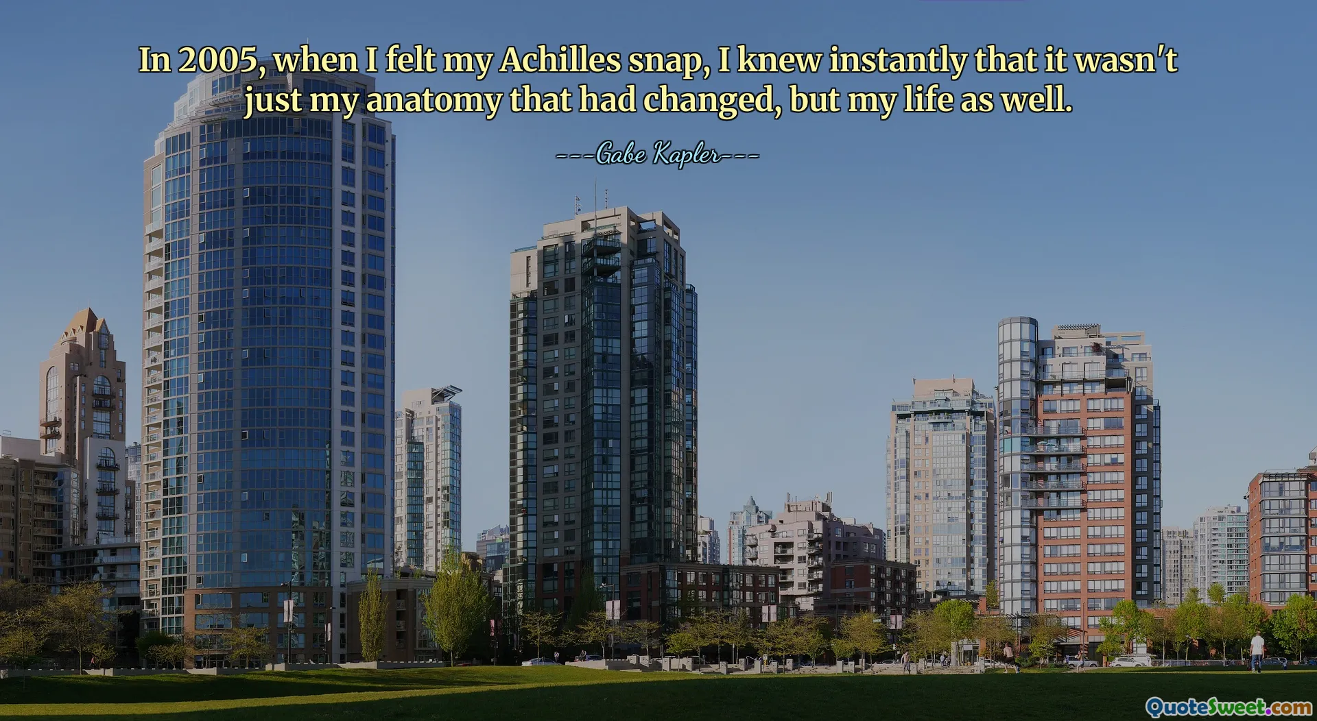 In 2005, when I felt my Achilles snap, I knew instantly that it wasn't just my anatomy that had changed, but my life as well.