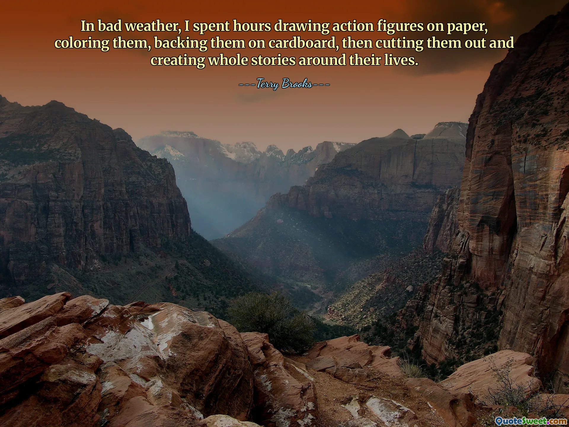 In bad weather, I spent hours drawing action figures on paper, coloring them, backing them on cardboard, then cutting them out and creating whole stories around their lives.