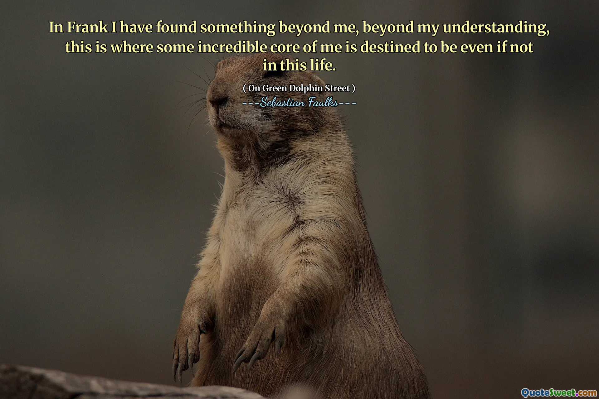 In Frank I have found something beyond me, beyond my understanding, this is where some incredible core of me is destined to be even if not in this life.