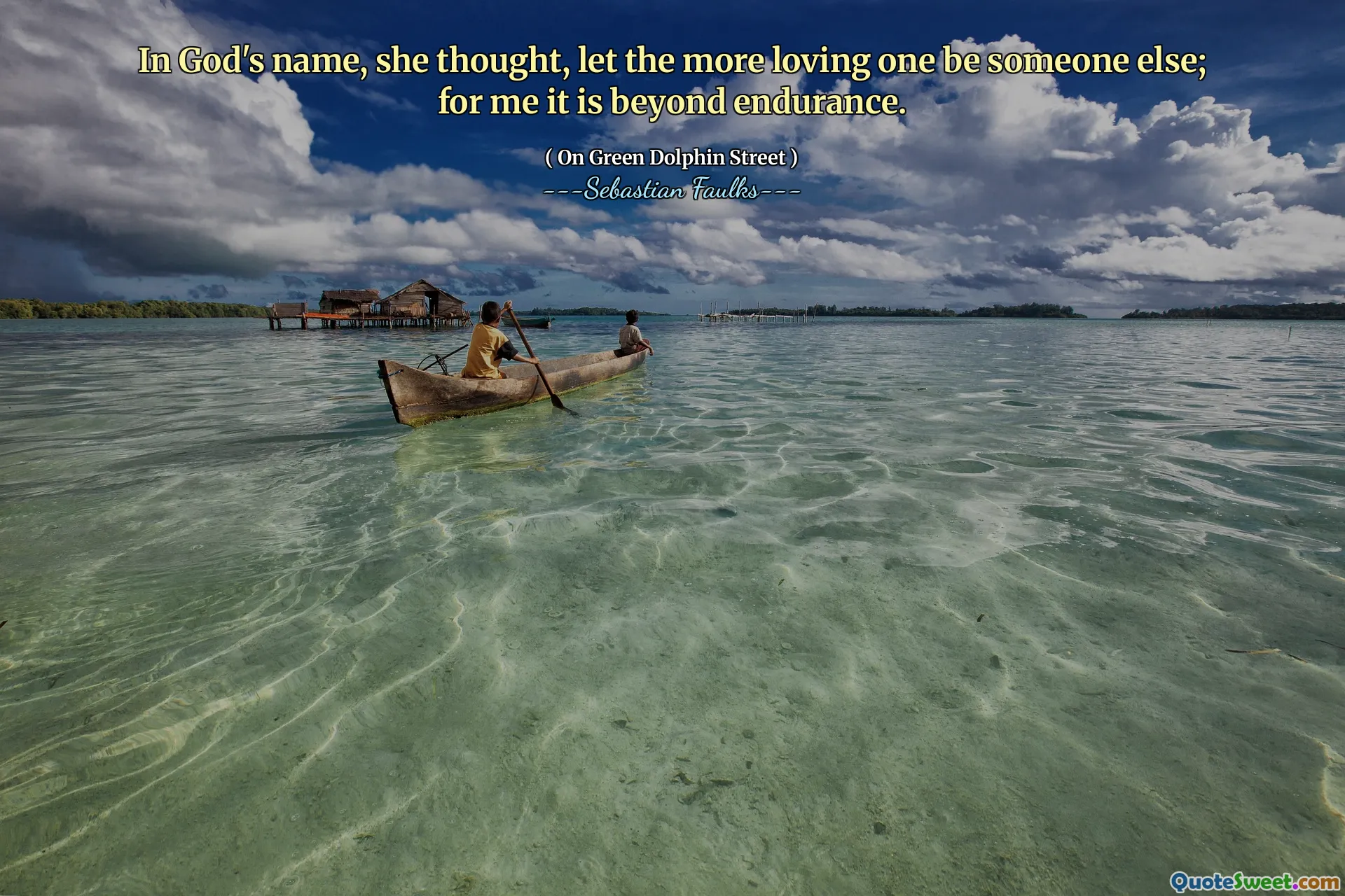 她想，以上帝的名义，让更多的爱人成为别人。对我来说，这是无耐力的。