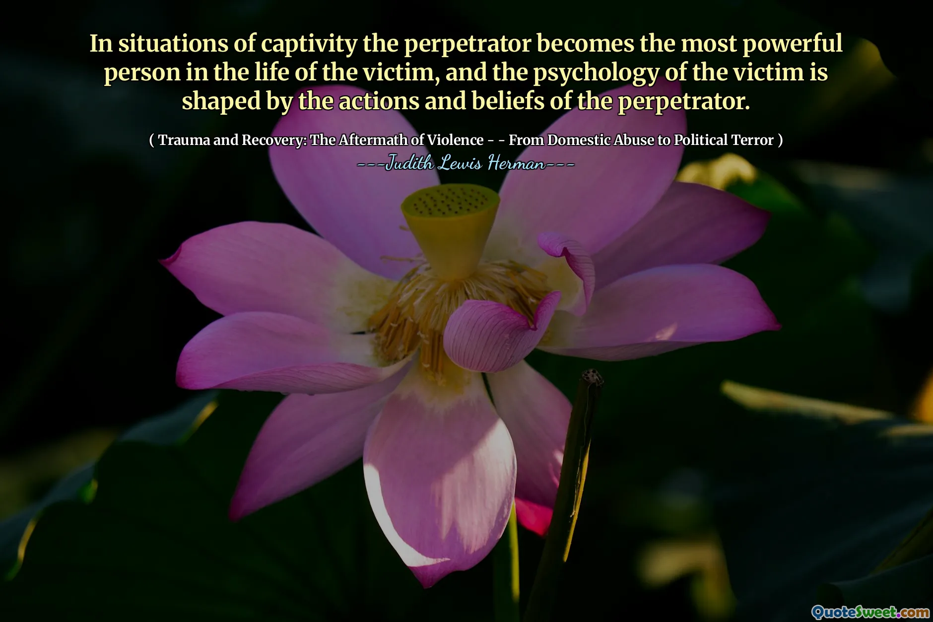 In situations of captivity the perpetrator becomes the most powerful person in the life of the victim, and the psychology of the victim is shaped by the actions and beliefs of the perpetrator.