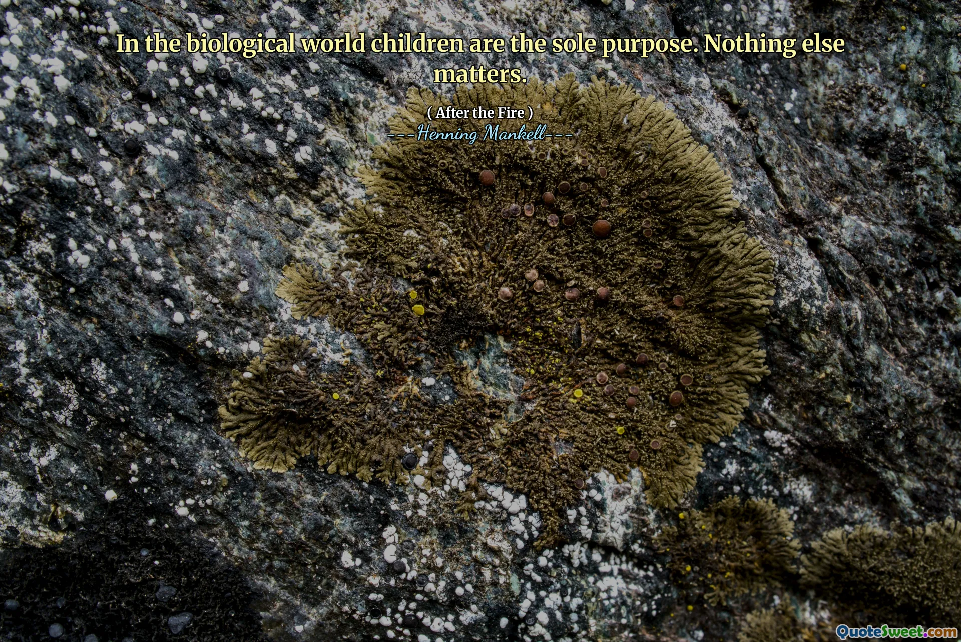 In the biological world children are the sole purpose. Nothing else matters.