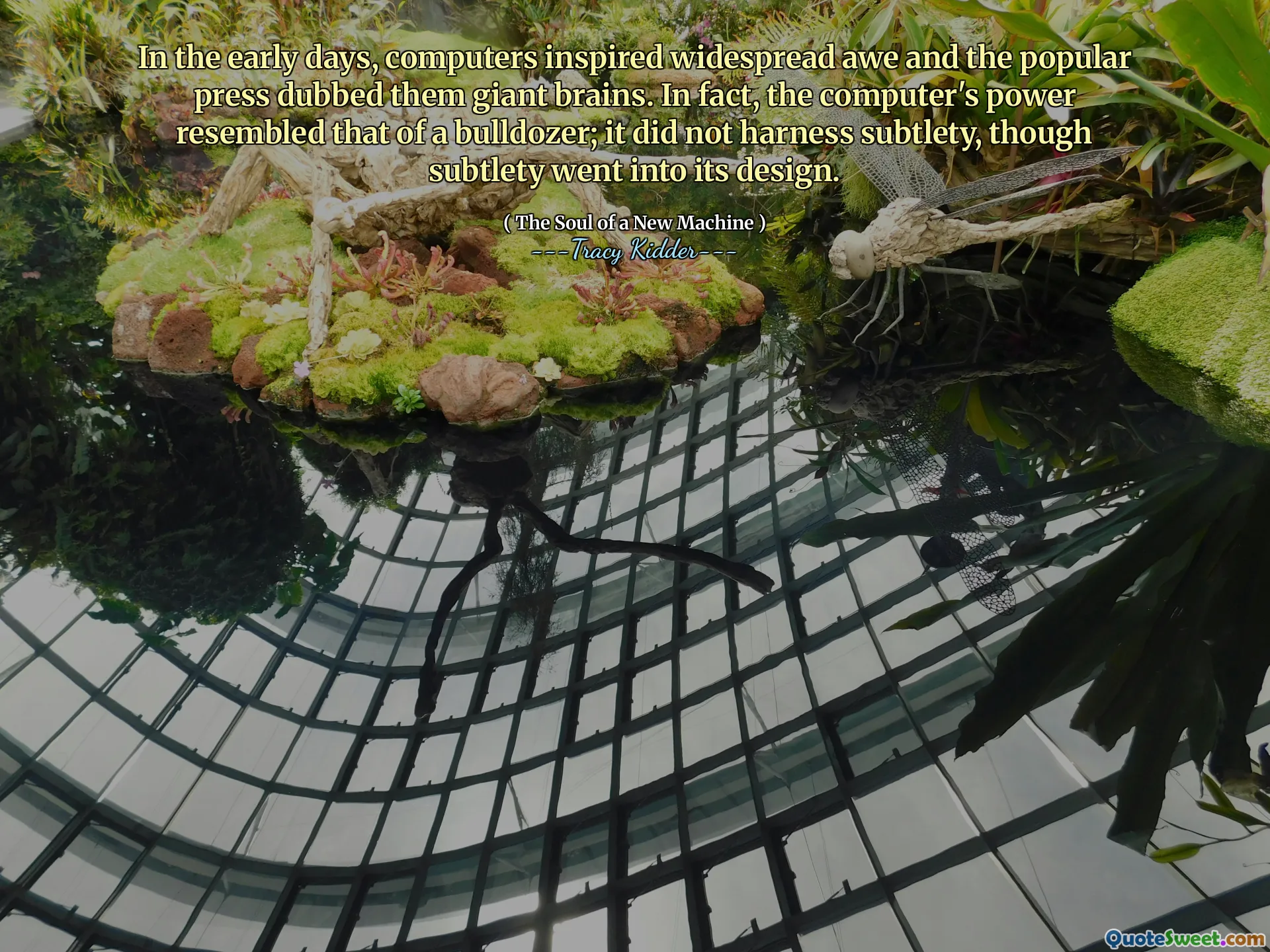 In the early days, computers inspired widespread awe and the popular press dubbed them giant brains. In fact, the computer's power resembled that of a bulldozer; it did not harness subtlety, though subtlety went into its design.