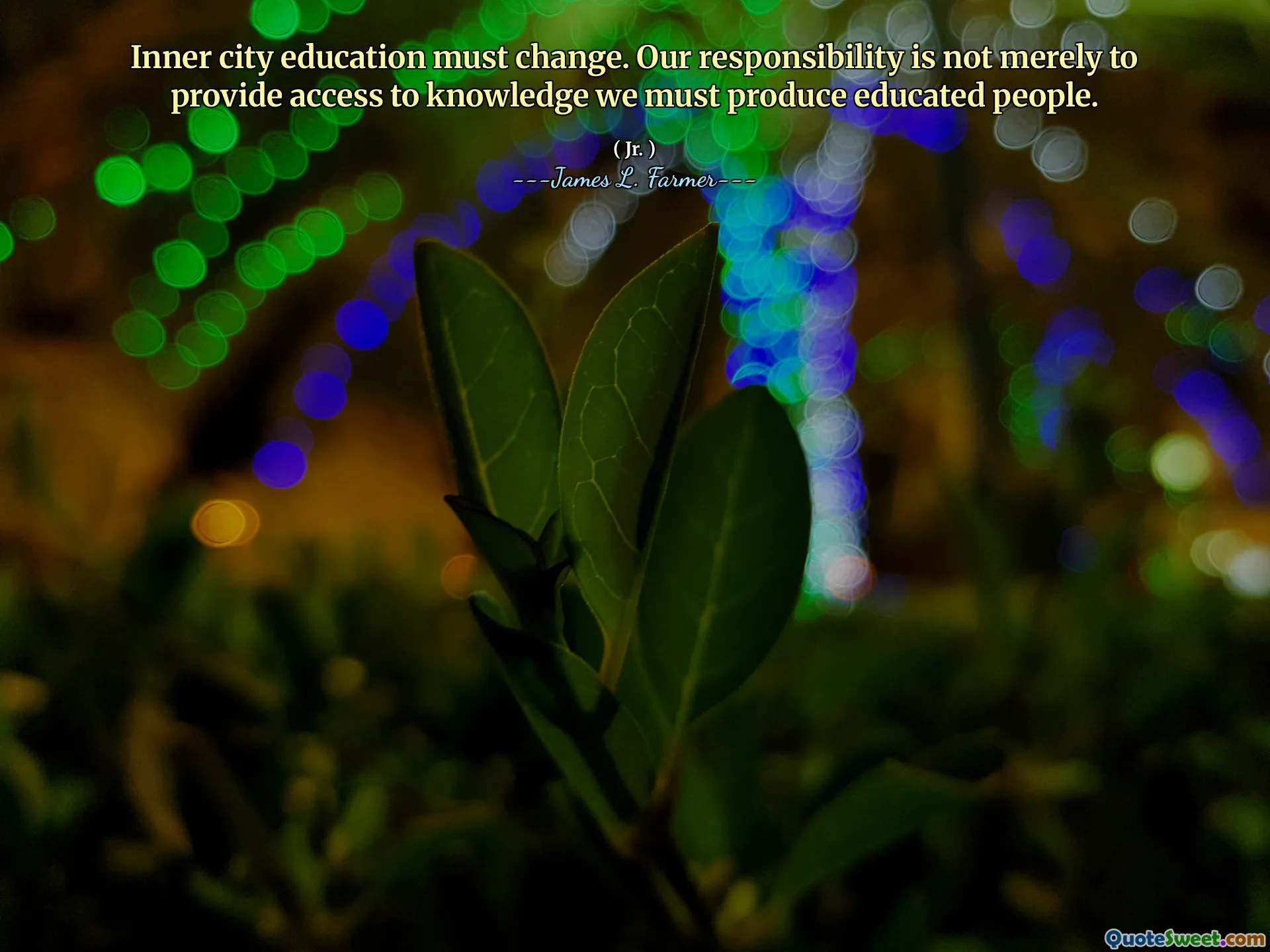 Inner city education must change. Our responsibility is not merely to provide access to knowledge we must produce educated people.