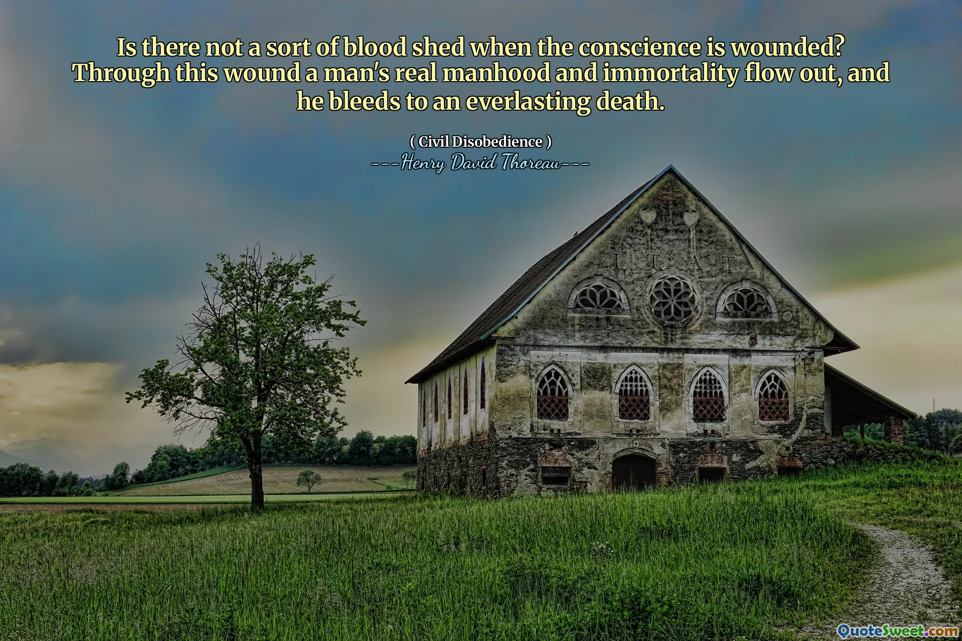 Is there not a sort of blood shed when the conscience is wounded? Through this wound a man's real manhood and immortality flow out, and he bleeds to an everlasting death.
