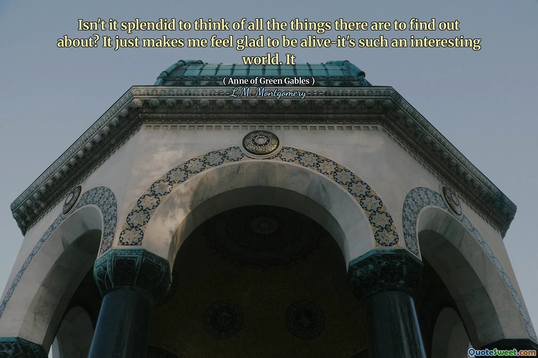 Isn't it splendid to think of all the things there are to find out about? It just makes me feel glad to be alive-it's such an interesting world. It