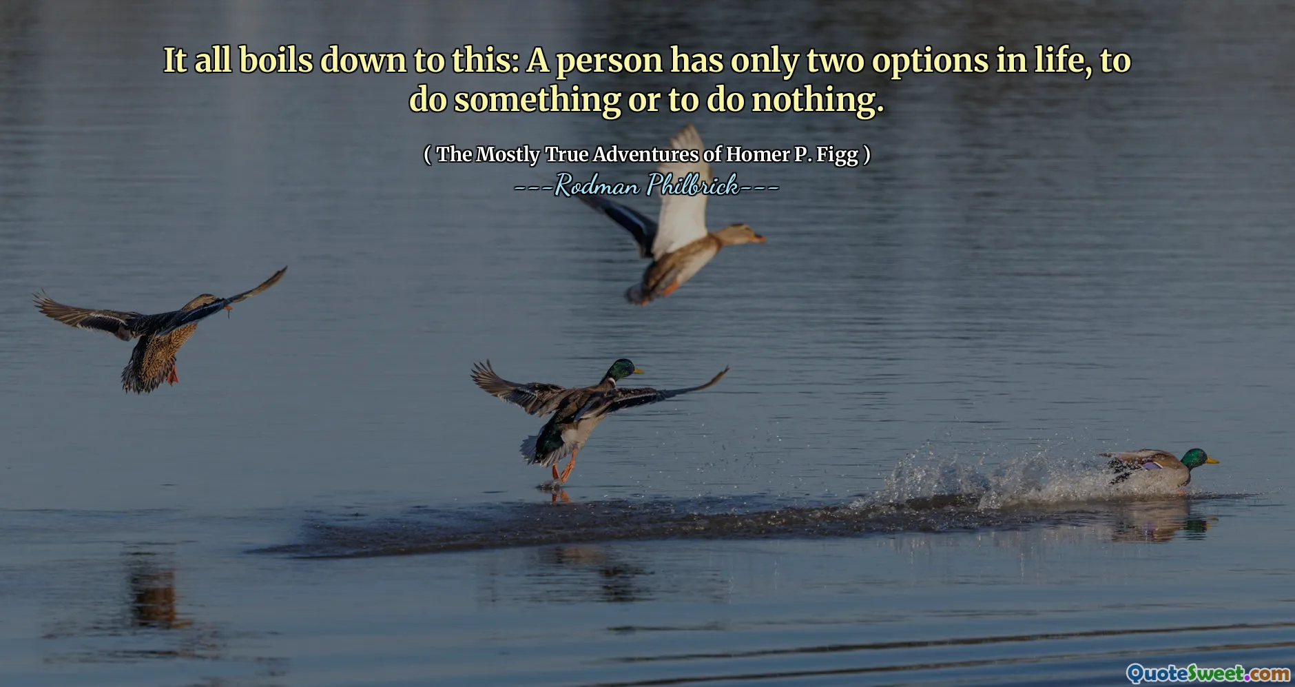 It all boils down to this: A person has only two options in life, to do something or to do nothing.