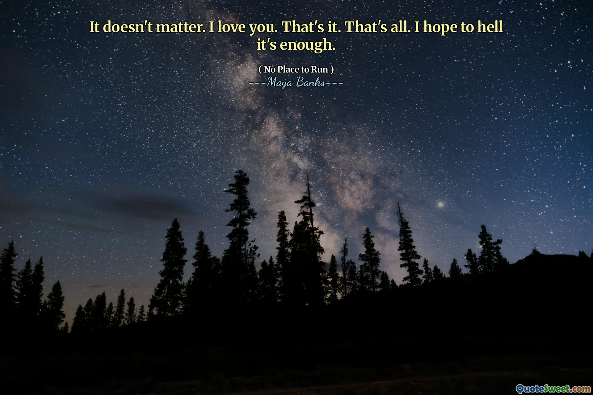It doesn't matter. I love you. That's it. That's all. I hope to hell it's enough.