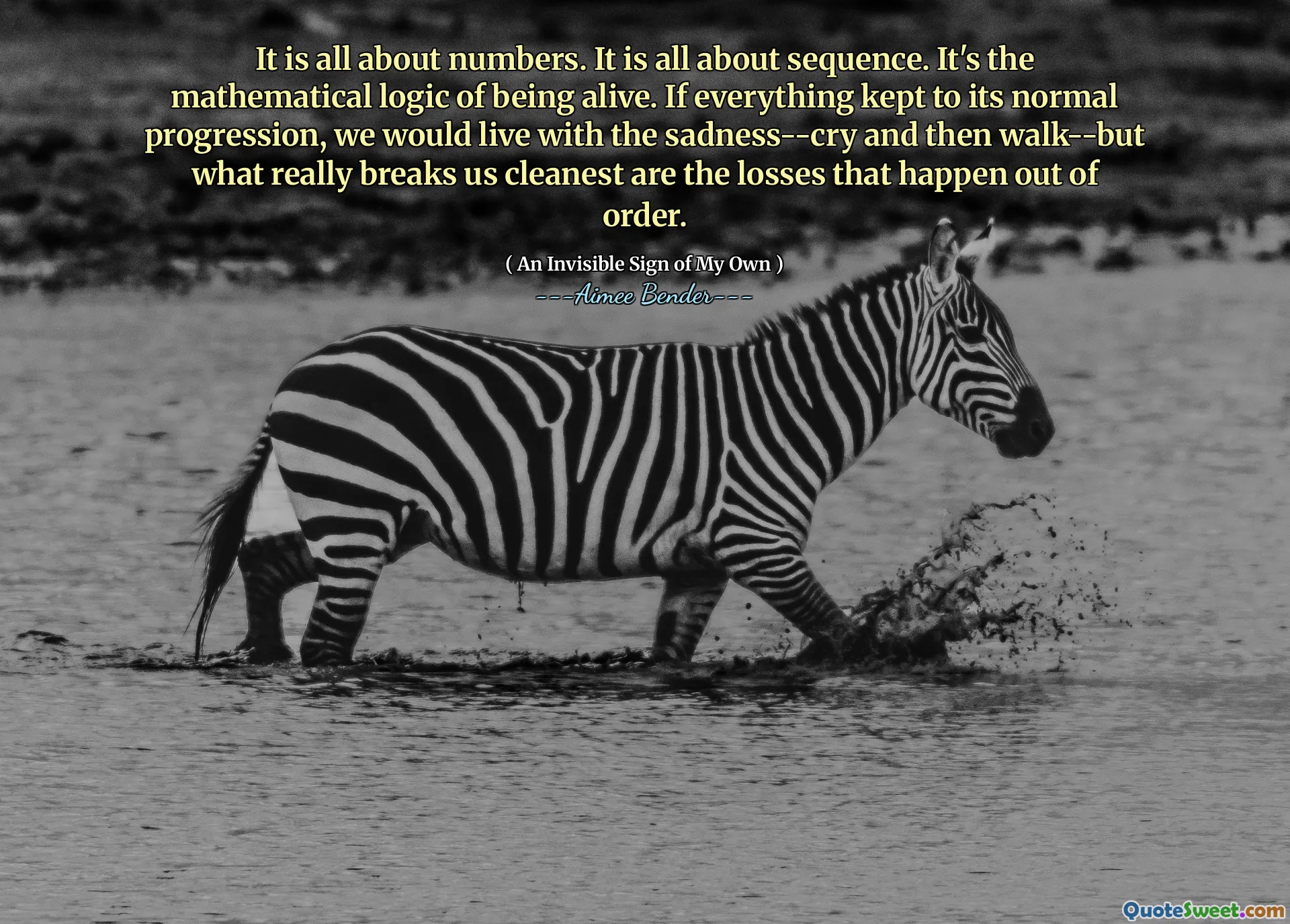 都是关于数字的。这全都与序列有关。这是活着的数学逻辑。如果一切都保持在正常状态，我们将与悲伤一起生活 - 然后走 - 但是真正打破了我们最清洁的是损失是过时的。