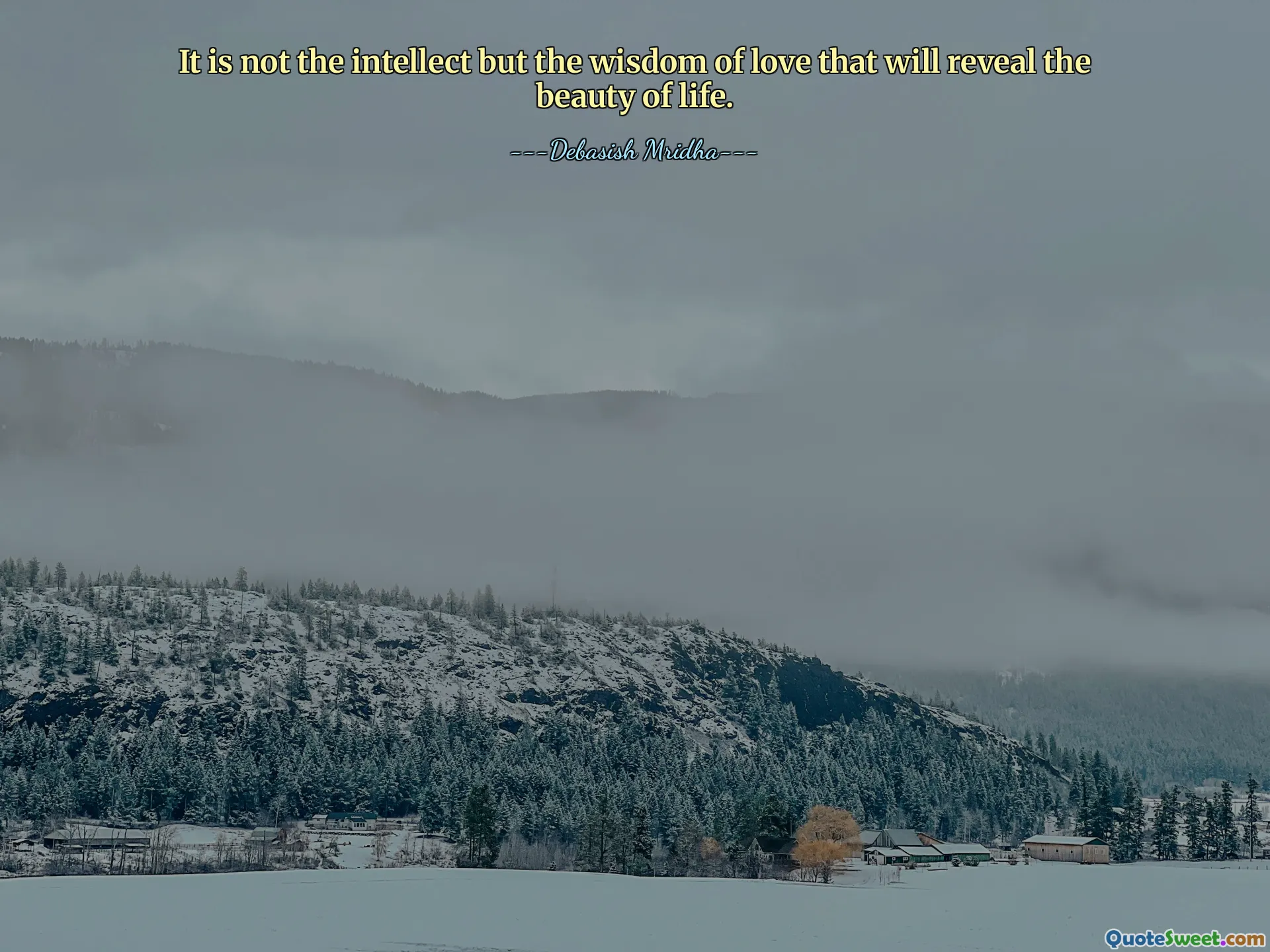 It is not the intellect but the wisdom of love that will reveal the beauty of life.