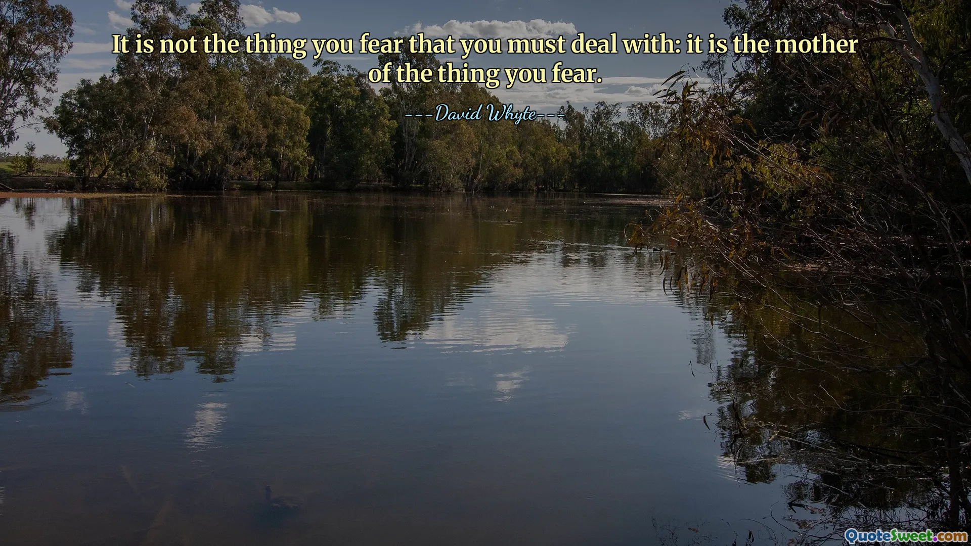 It is not the thing you fear that you must deal with: it is the mother of the thing you fear.