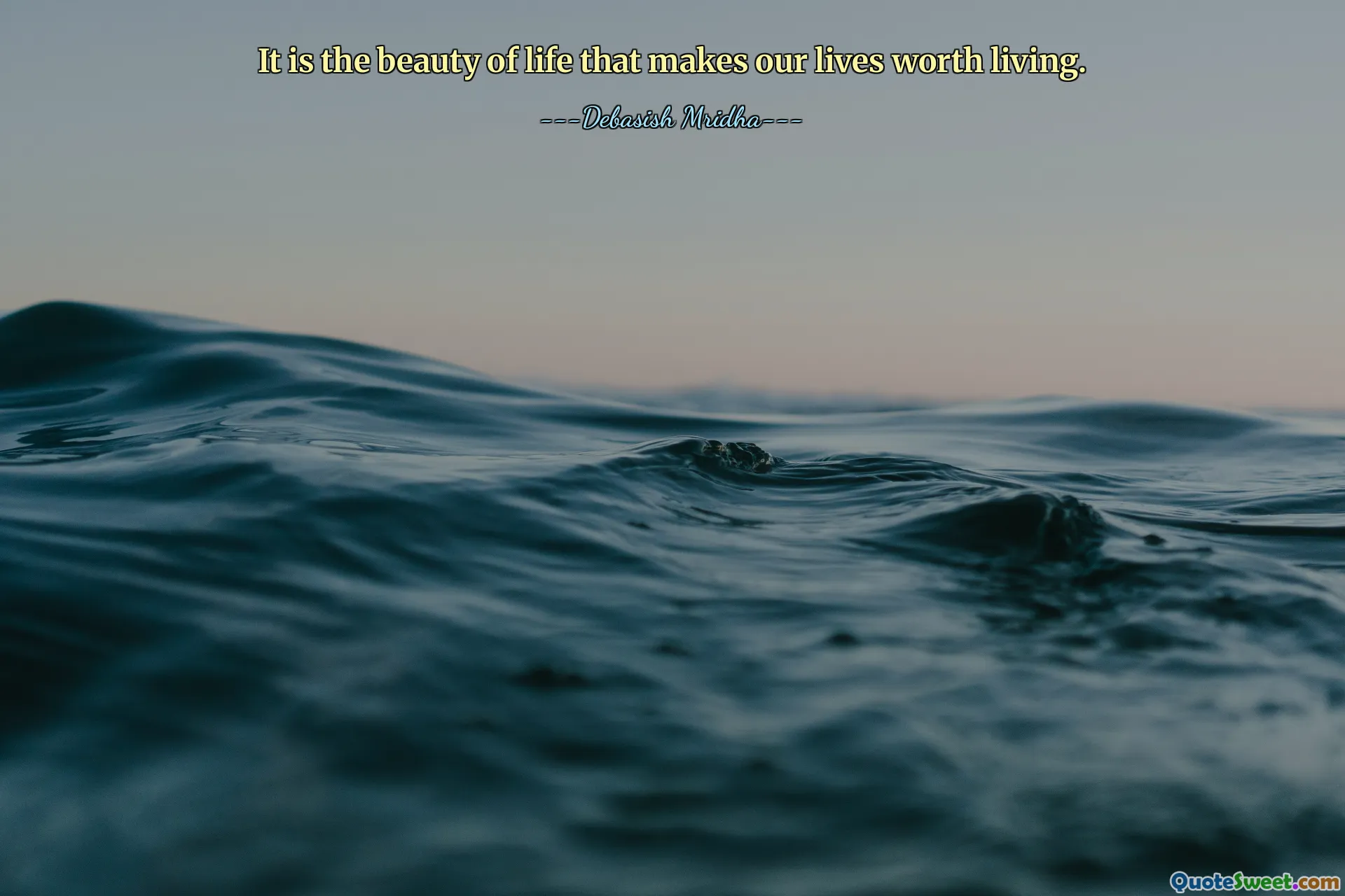 It is the beauty of life that makes our lives worth living.