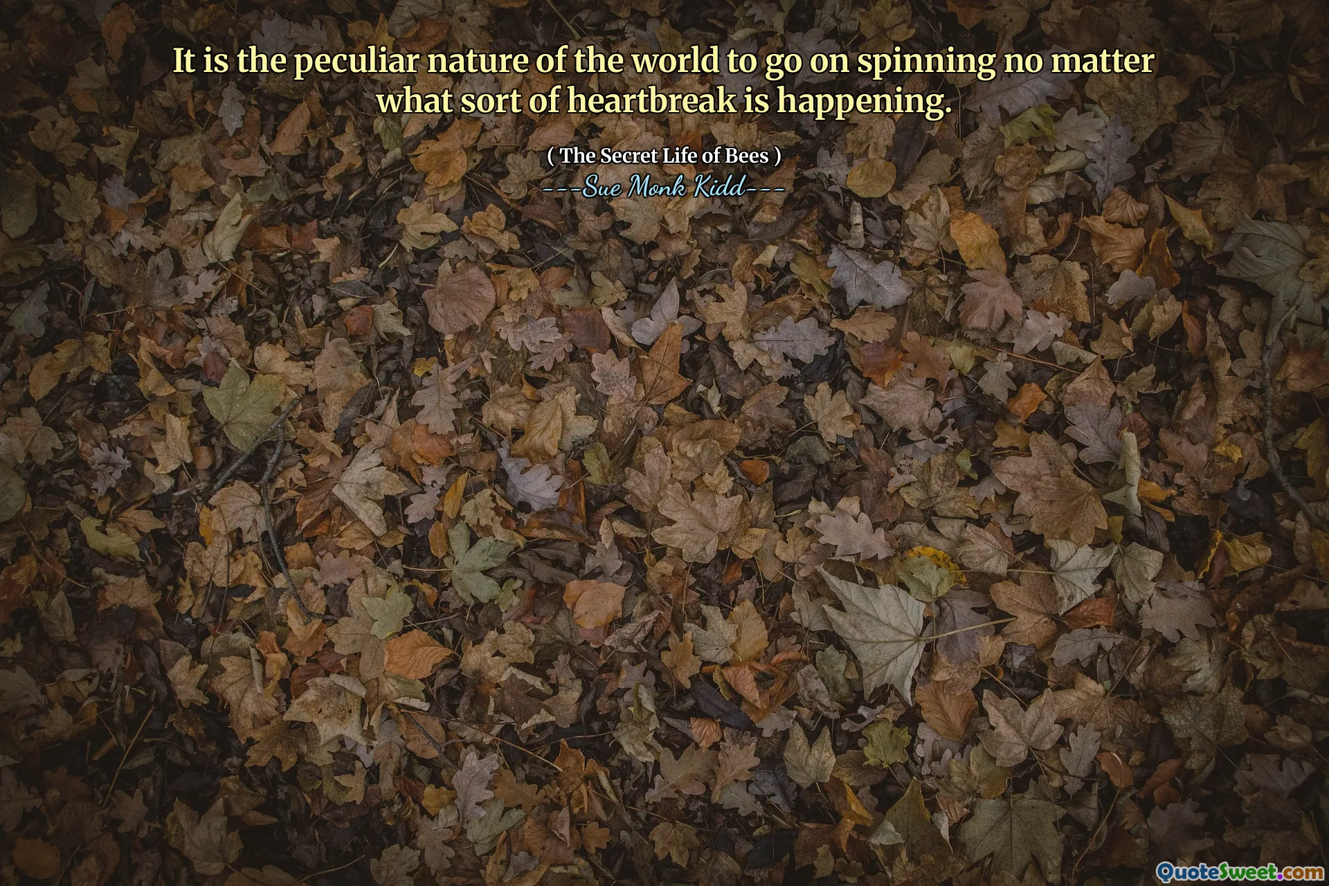 Adalah sifat aneh dari dunia untuk terus berputar tidak peduli apa pun patah hati yang terjadi.