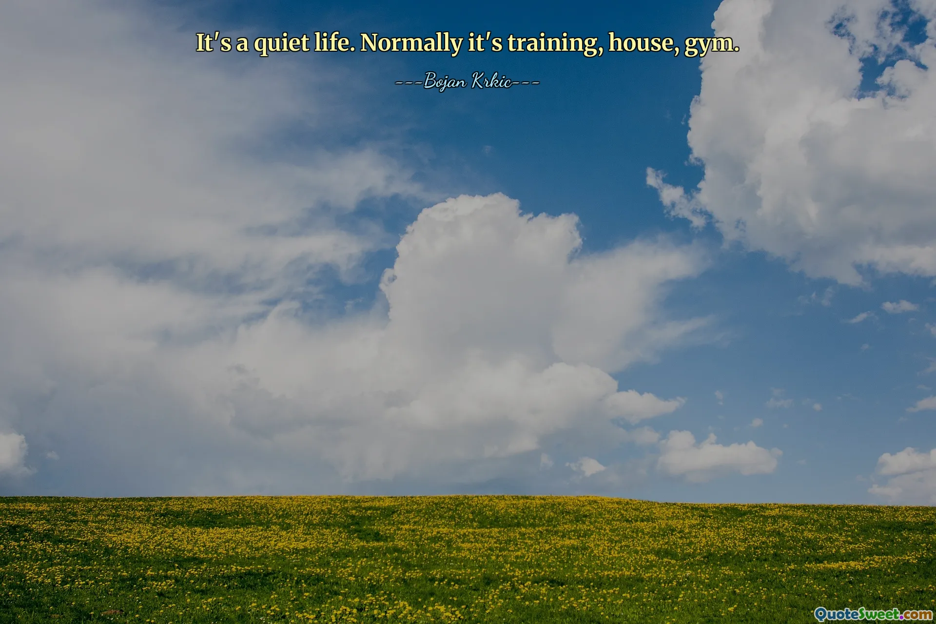 It's a quiet life. Normally it's training, house, gym.