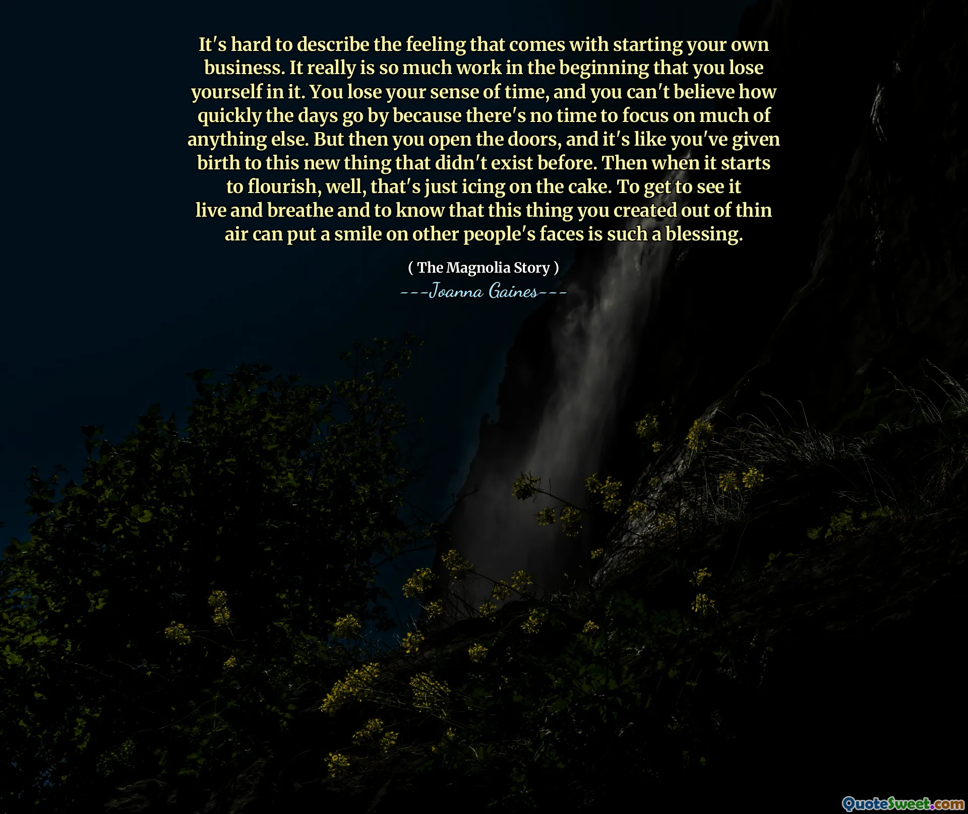 It's hard to describe the feeling that comes with starting your own business. It really is so much work in the beginning that you lose yourself in it. You lose your sense of time, and you can't believe how quickly the days go by because there's no time to focus on much of anything else. But then you open the doors, and it's like you've given birth to this new thing that didn't exist before. Then when it starts to flourish, well, that's just icing on the cake. To get to see it live and breathe and to know that this thing you created out of thin air can put a smile on other people's faces is such a blessing.
