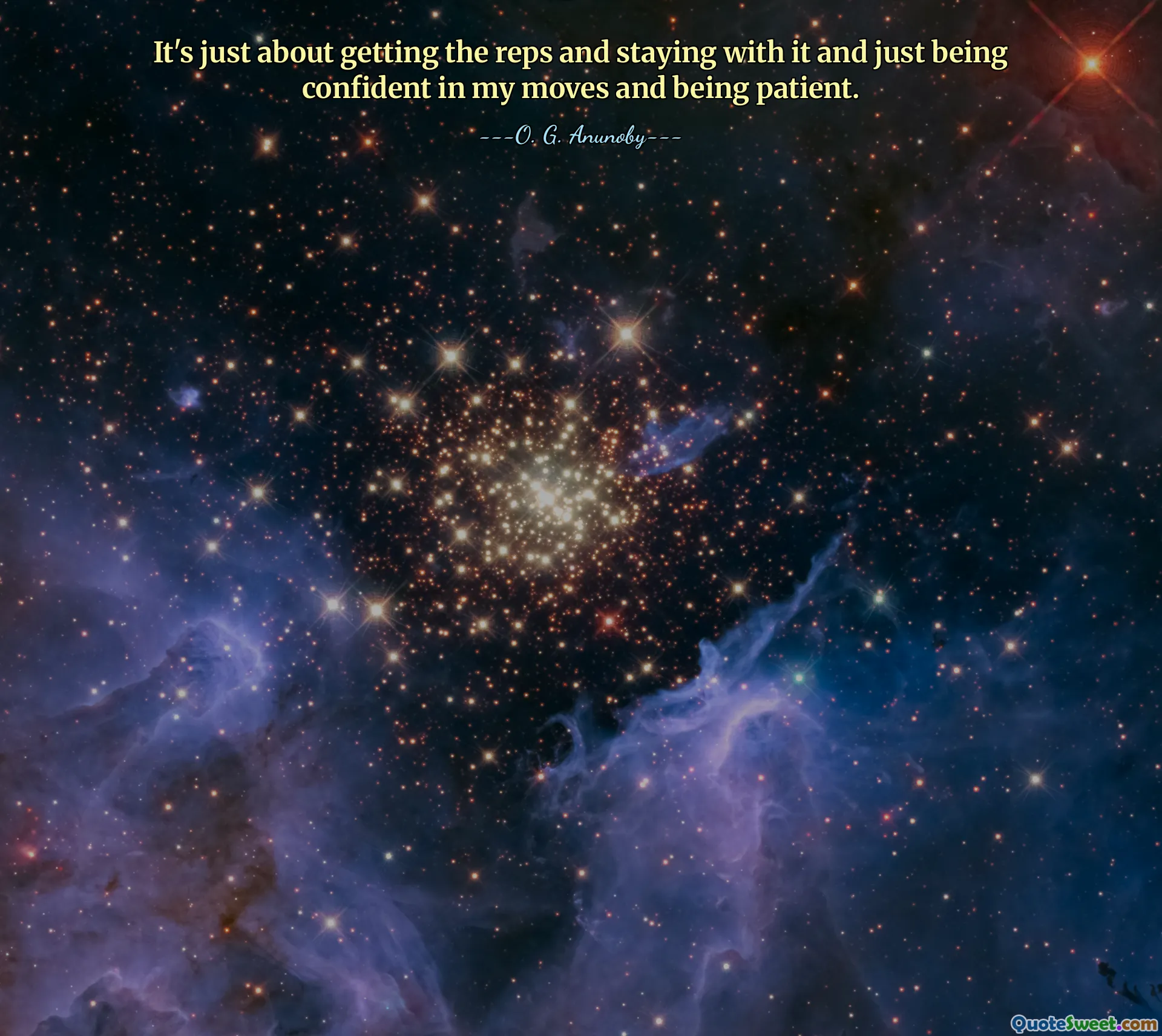 这只是关于获得代表并坚持下去，对我的动作充满信心并保持耐心。