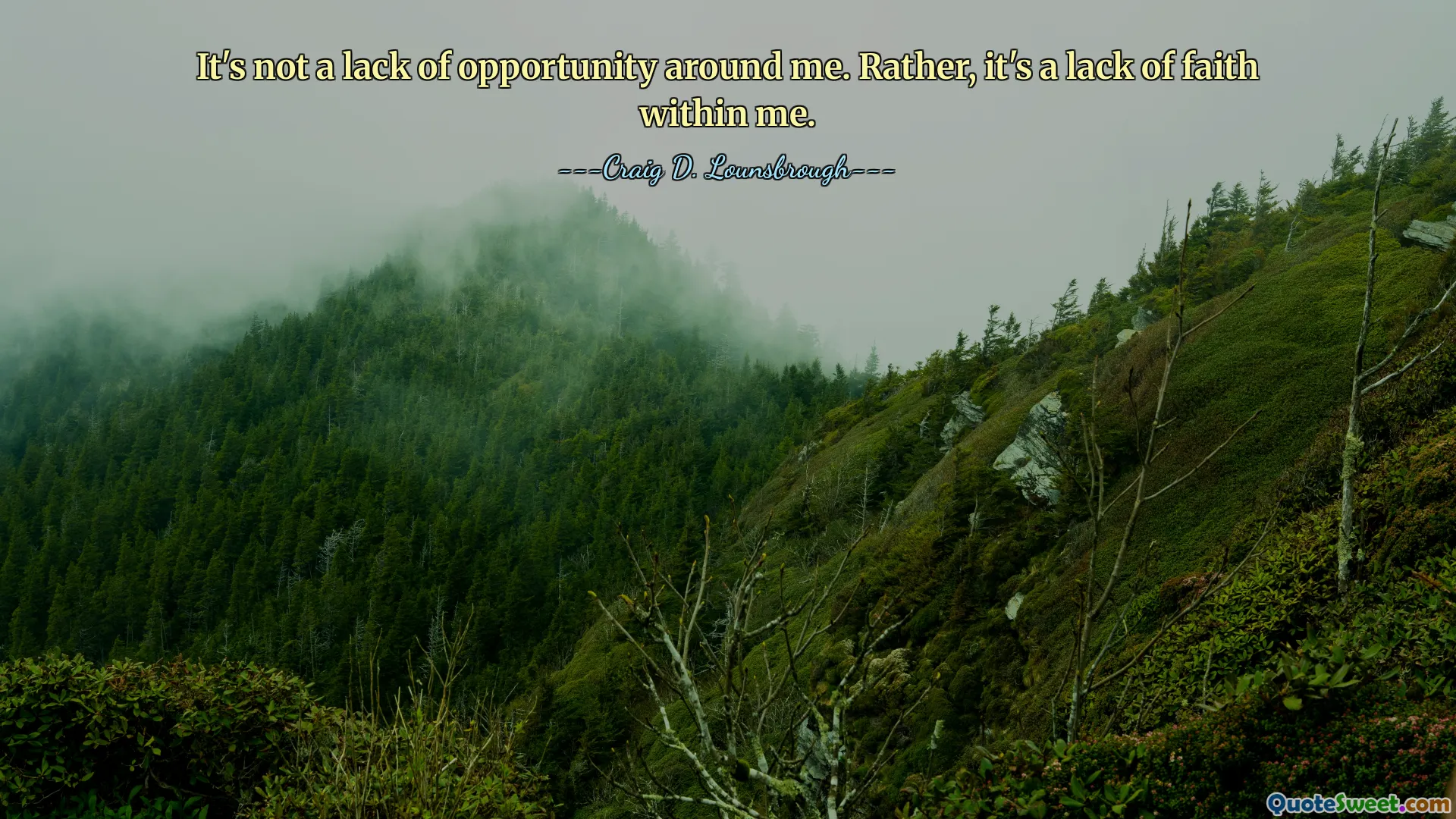 It's not a lack of opportunity around me. Rather, it's a lack of faith within me.