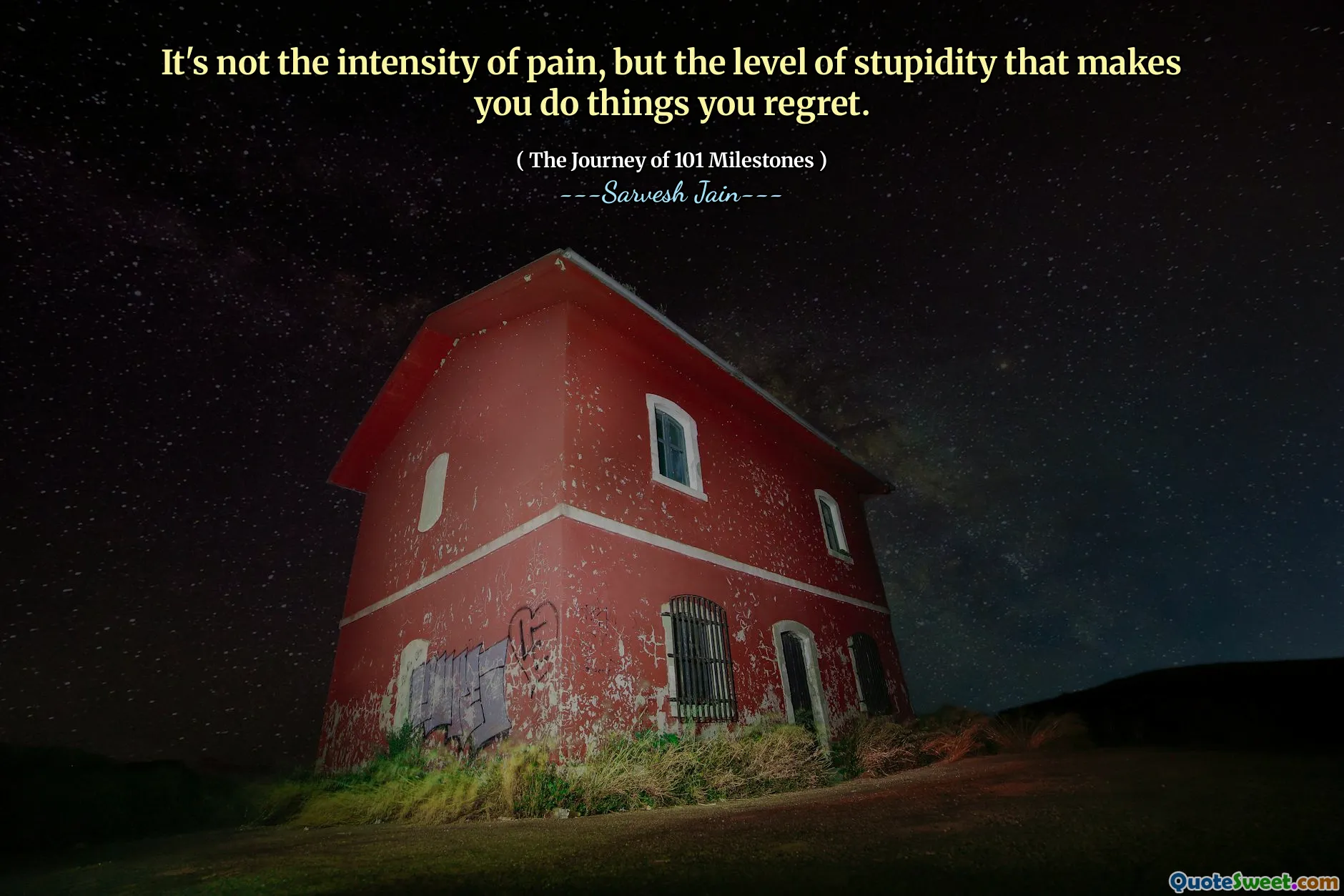 It's not the intensity of pain, but the level of stupidity that makes you do things you regret.