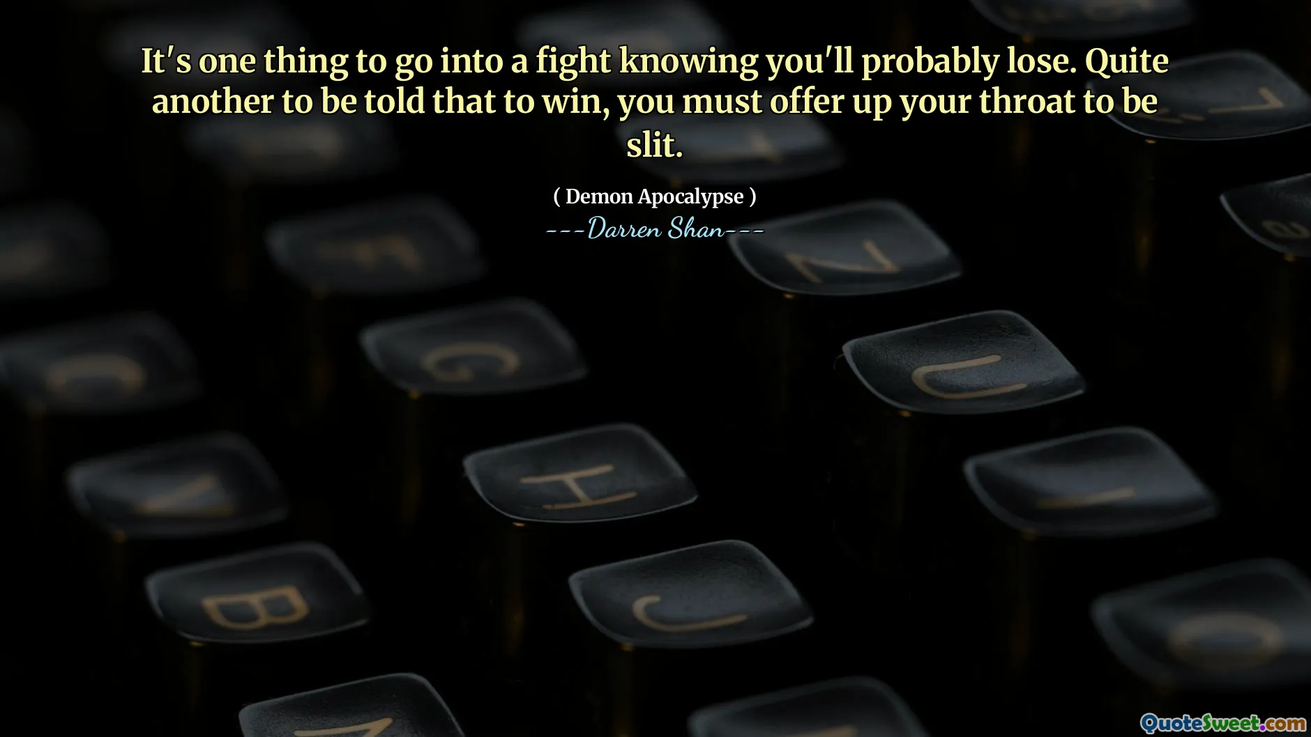 It's one thing to go into a fight knowing you'll probably lose. Quite another to be told that to win, you must offer up your throat to be slit.