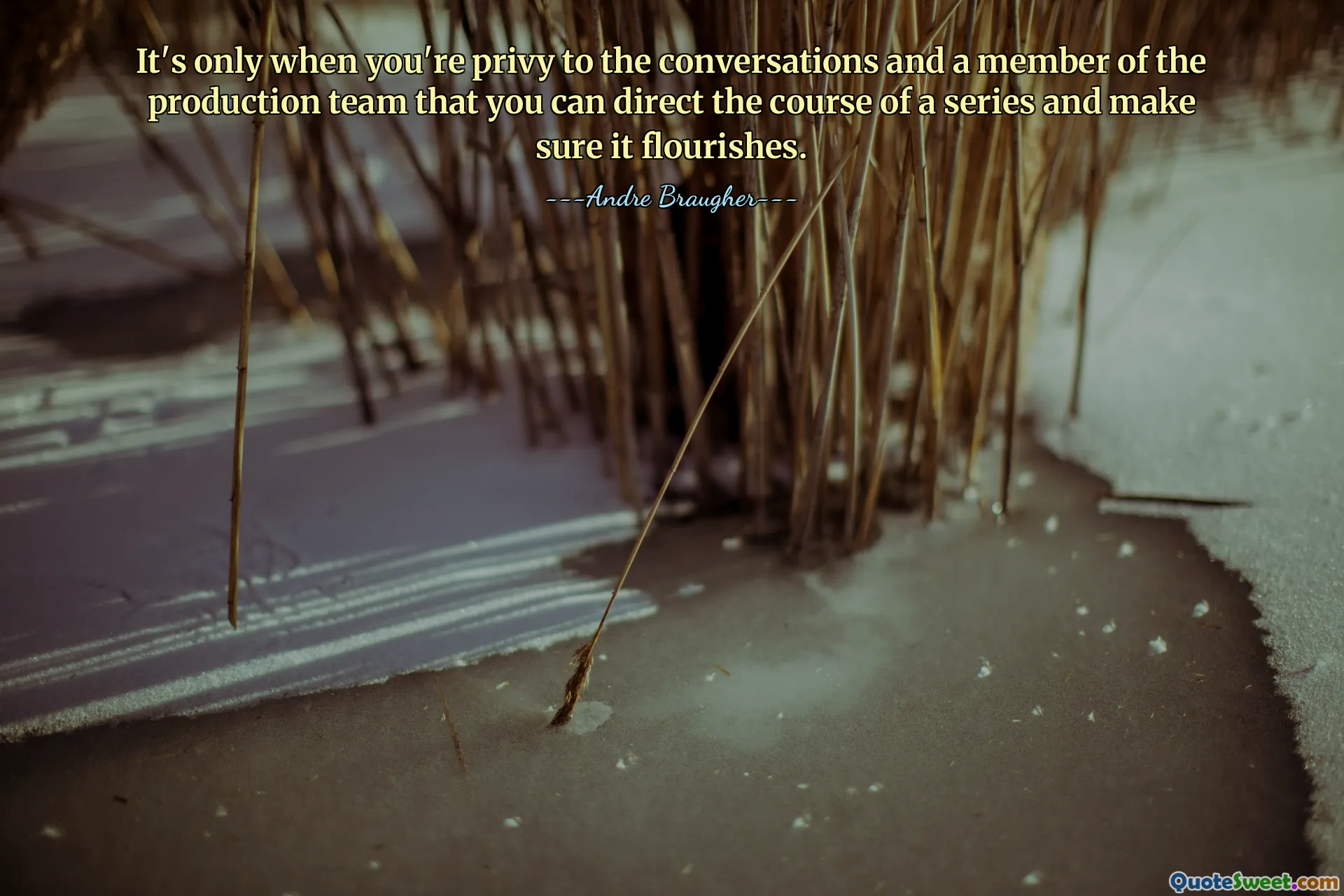It's only when you're privy to the conversations and a member of the production team that you can direct the course of a series and make sure it flourishes.