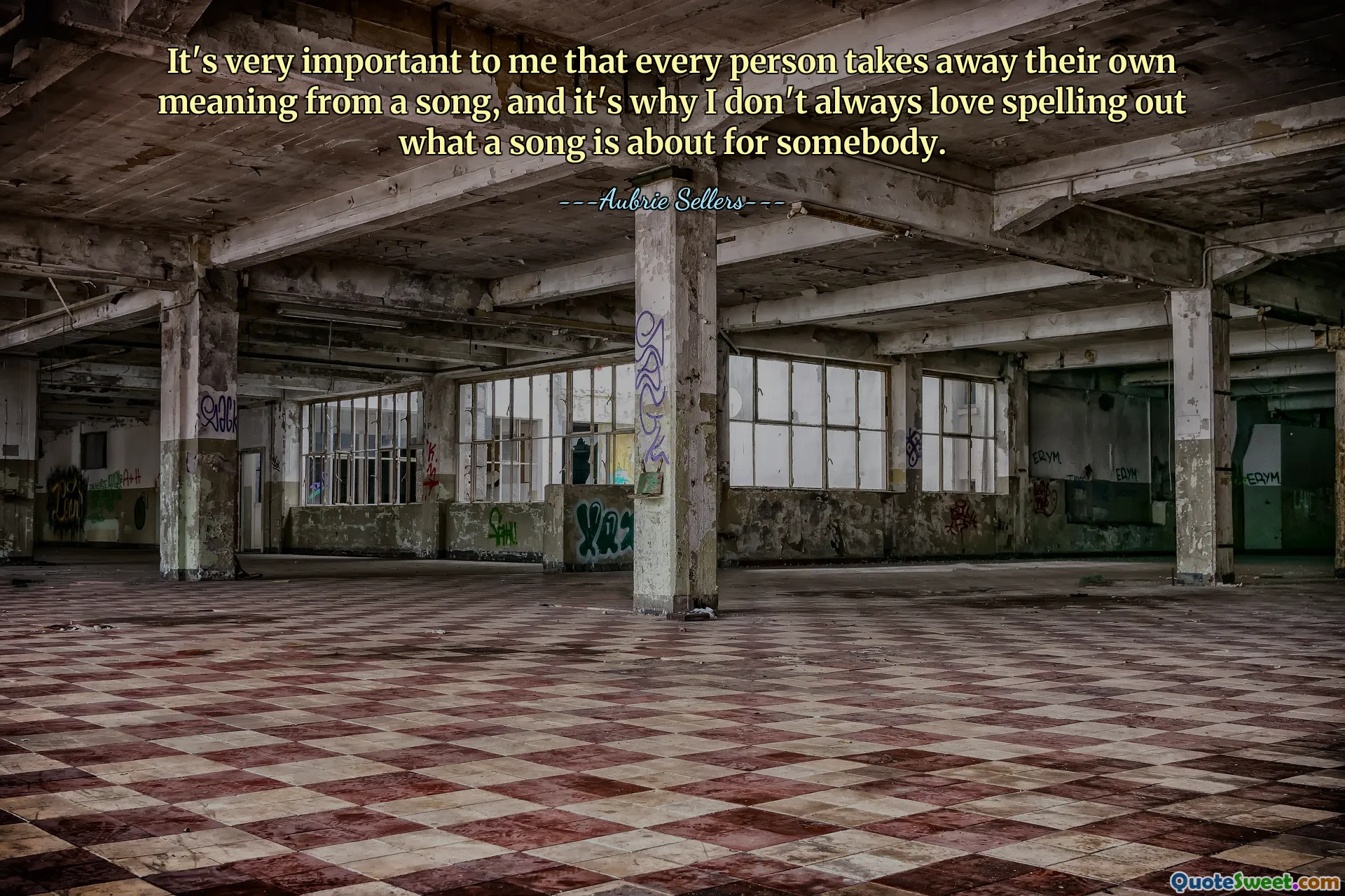 It's very important to me that every person takes away their own meaning from a song, and it's why I don't always love spelling out what a song is about for somebody.