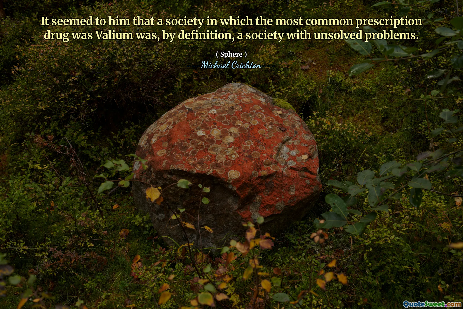 在他看来，从定义上讲，最常见的处方药是一个尚未解决问题的社会的社会。