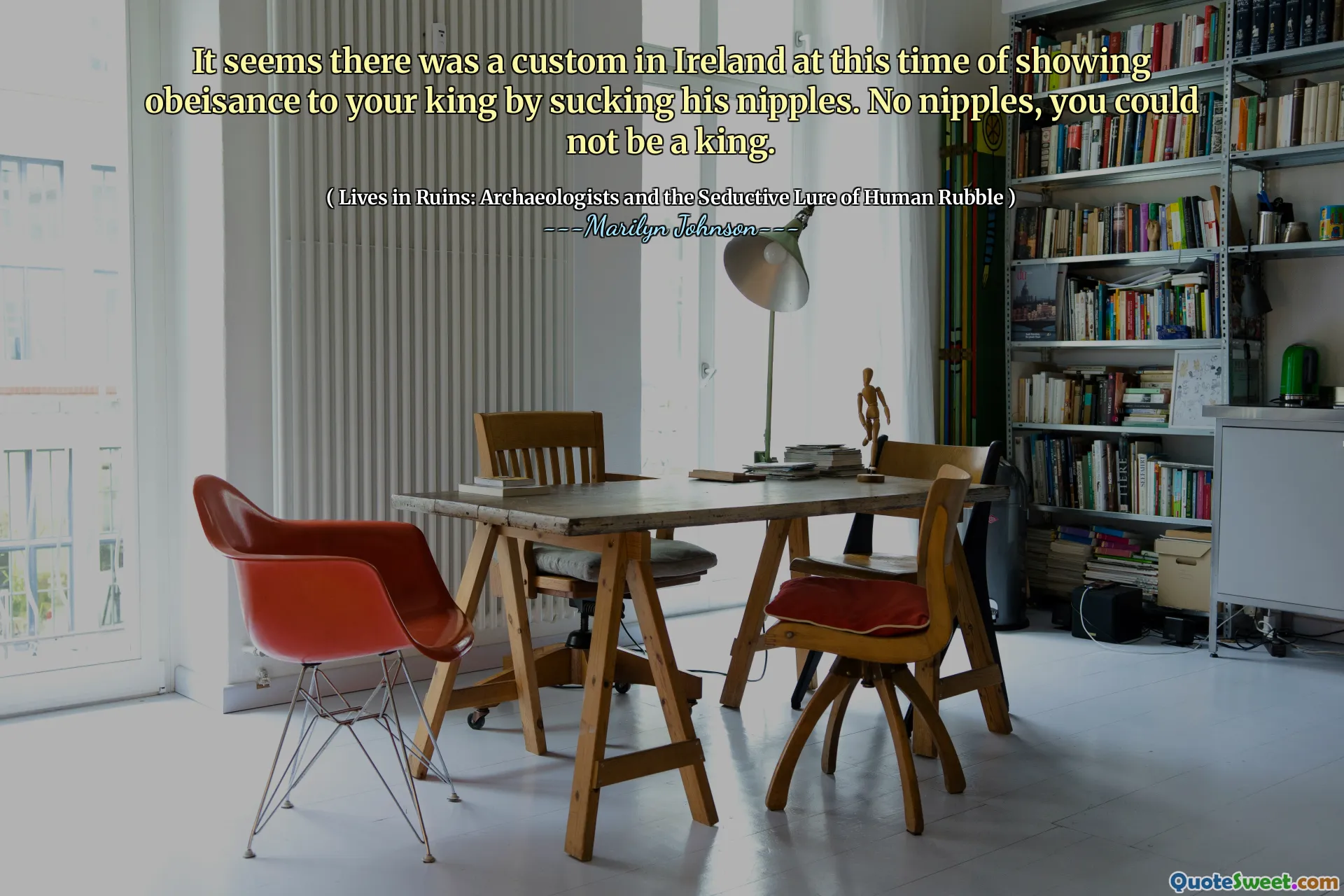 It seems there was a custom in Ireland at this time of showing obeisance to your king by sucking his nipples. No nipples, you could not be a king.