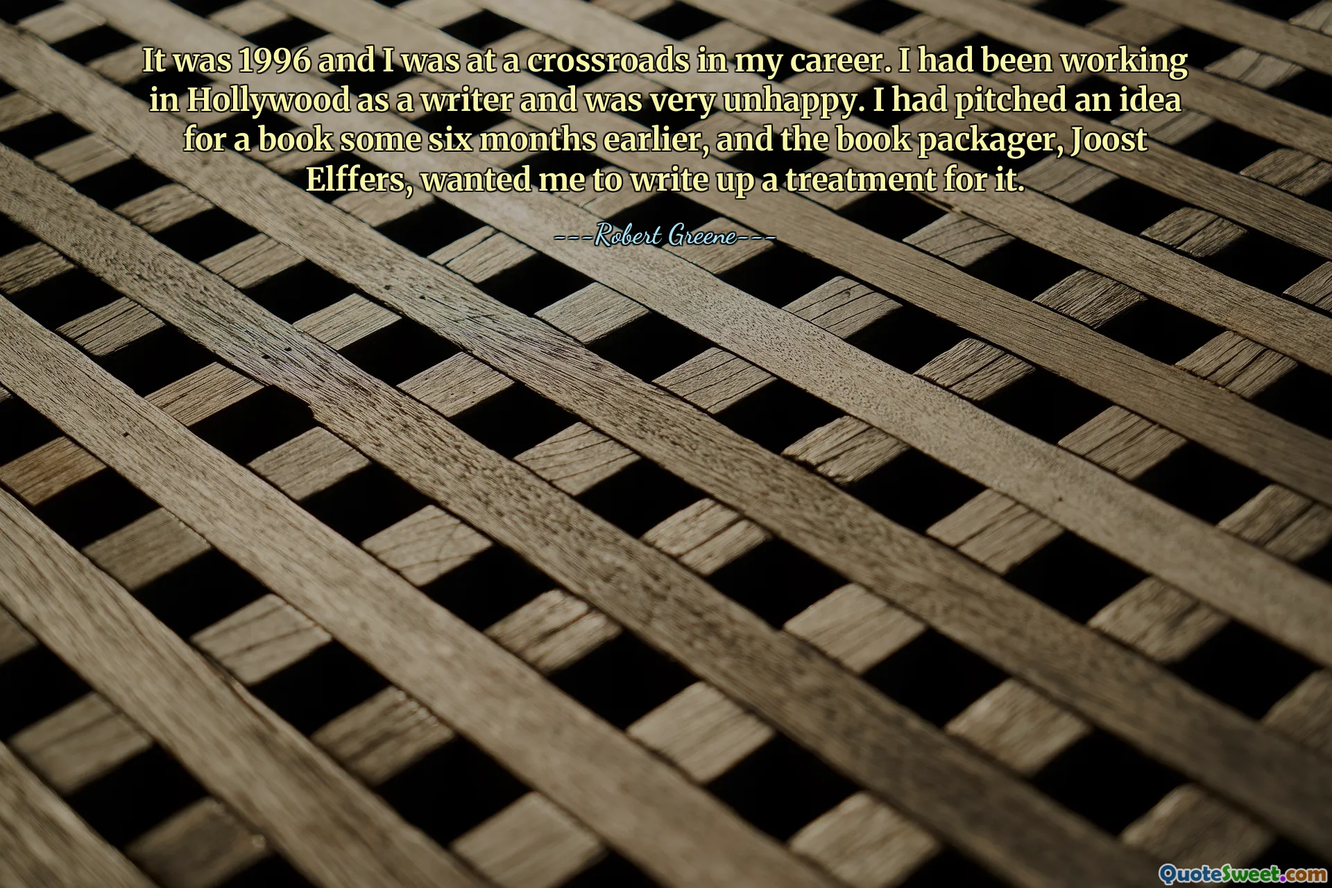 It was 1996 and I was at a crossroads in my career. I had been working in Hollywood as a writer and was very unhappy. I had pitched an idea for a book some six months earlier, and the book packager, Joost Elffers, wanted me to write up a treatment for it.