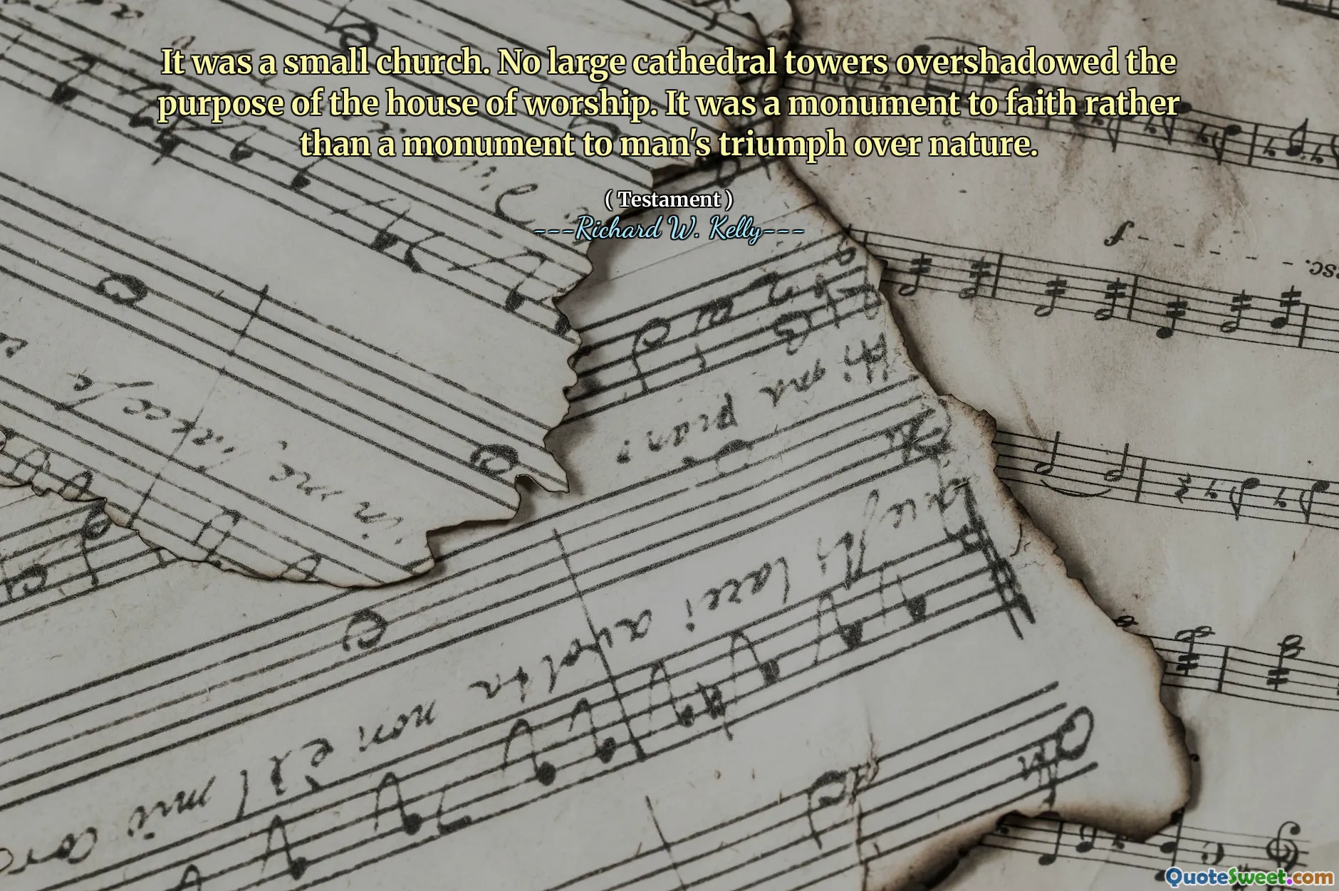 It was a small church. No large cathedral towers overshadowed the purpose of the house of worship. It was a monument to faith rather than a monument to man's triumph over nature.