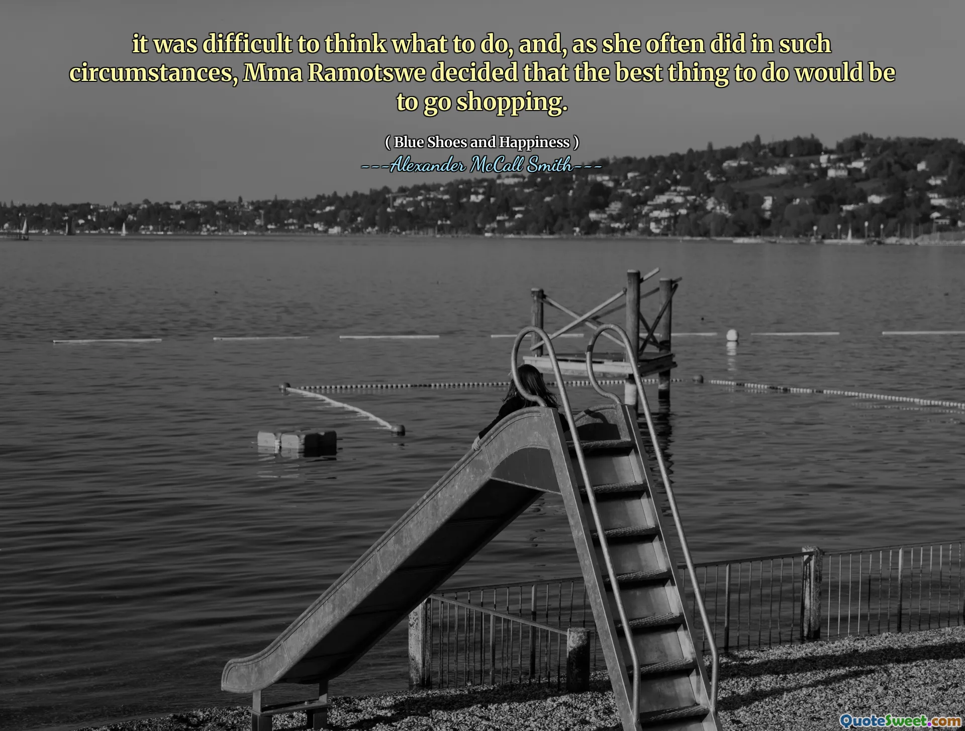 Det var svårt att tänka på vad hon skulle göra, och som hon ofta gjorde under sådana omständigheter beslutade MMA Ramotswe att det bästa skulle vara att shoppa.