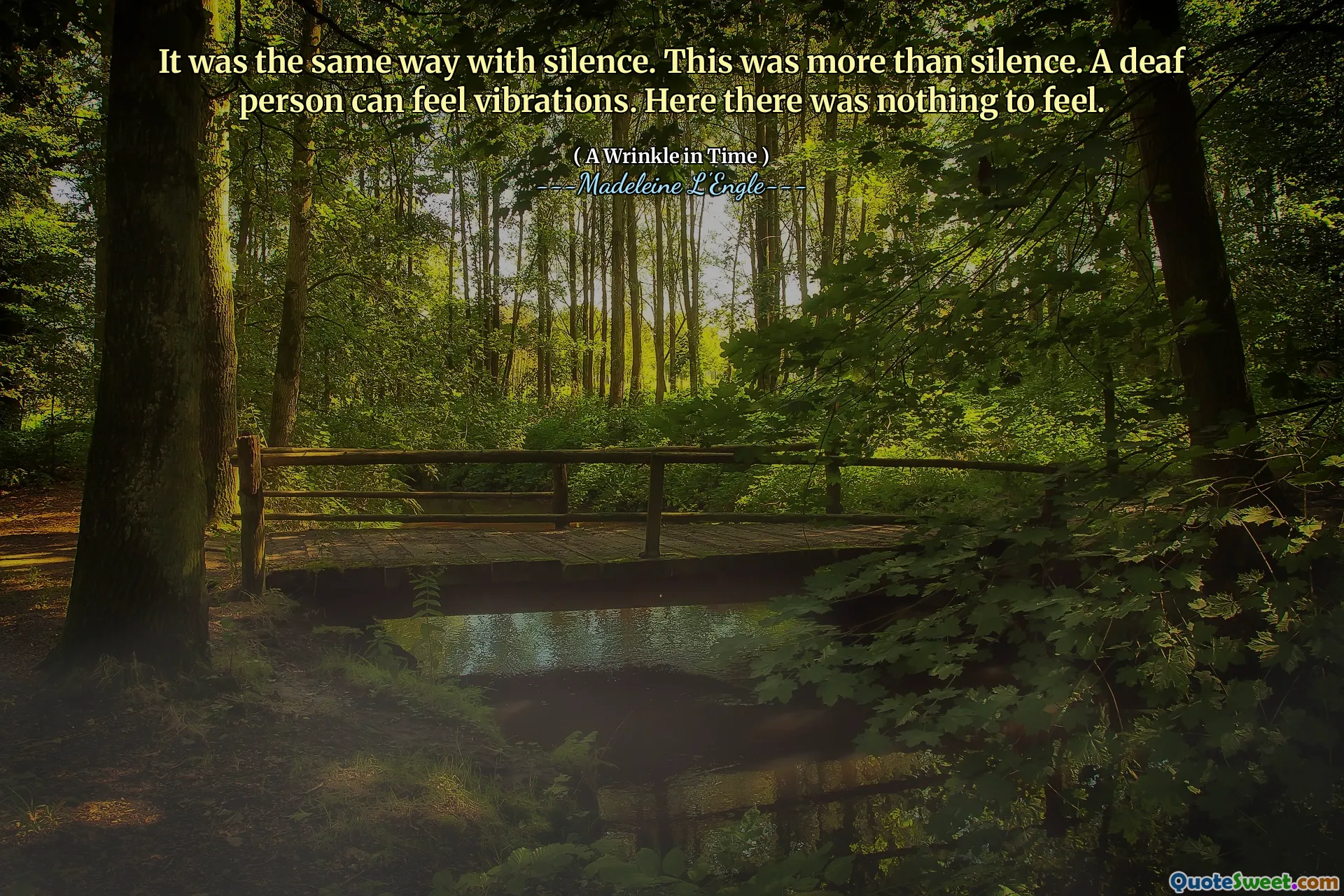 It was the same way with silence. This was more than silence. A deaf person can feel vibrations. Here there was nothing to feel.