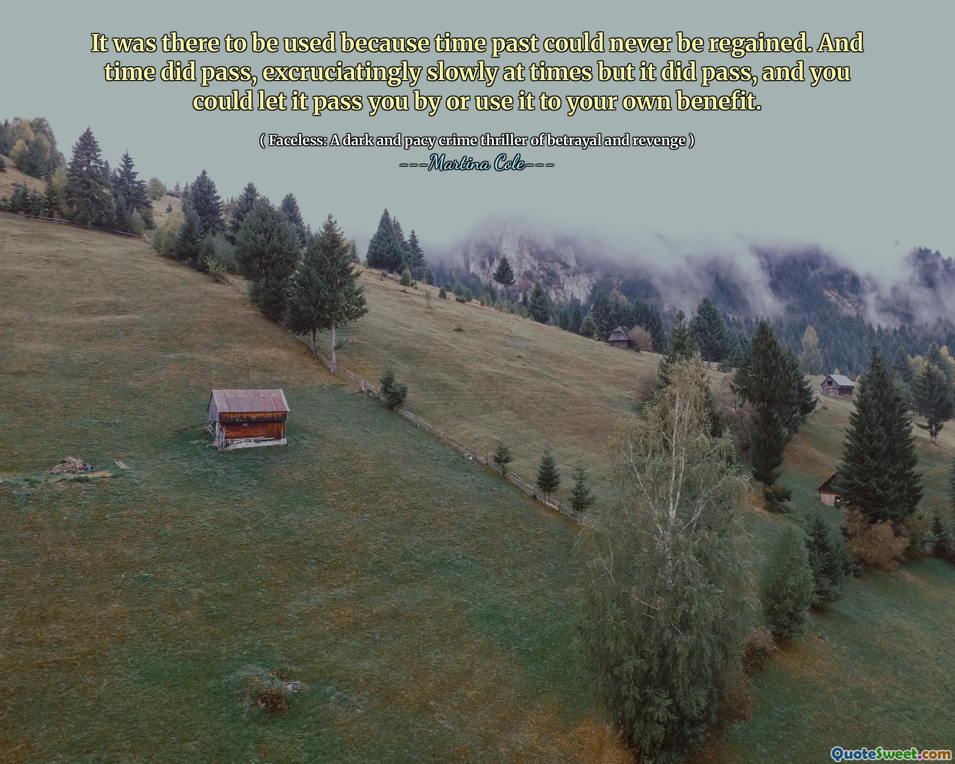 It was there to be used because time past could never be regained. And time did pass, excruciatingly slowly at times but it did pass, and you could let it pass you by or use it to your own benefit.