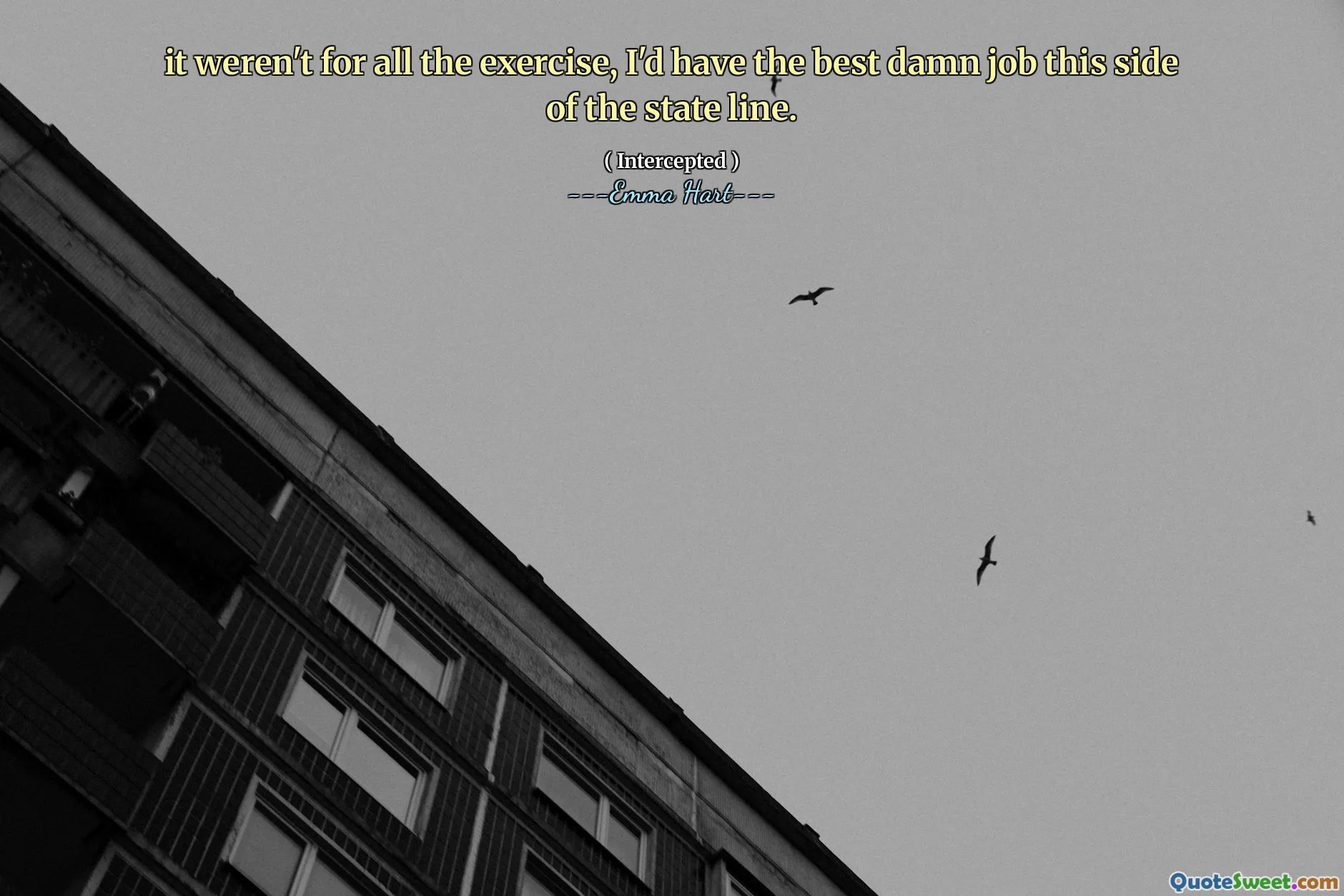 Det var ikke for all øvelsen, jeg ville ha den beste forbannede jobben denne siden av statslinjen.