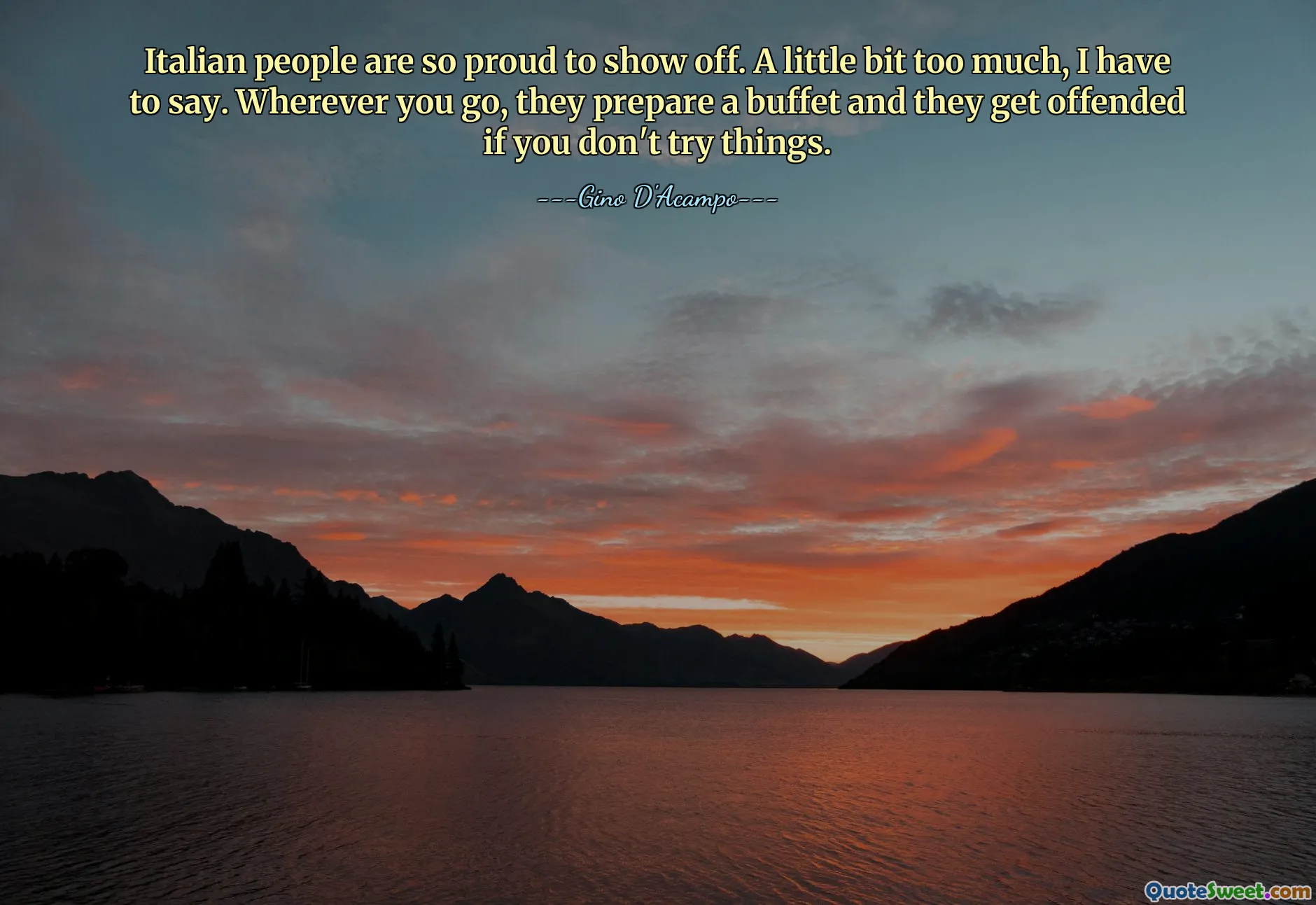 Italian people are so proud to show off. A little bit too much, I have to say. Wherever you go, they prepare a buffet and they get offended if you don't try things.