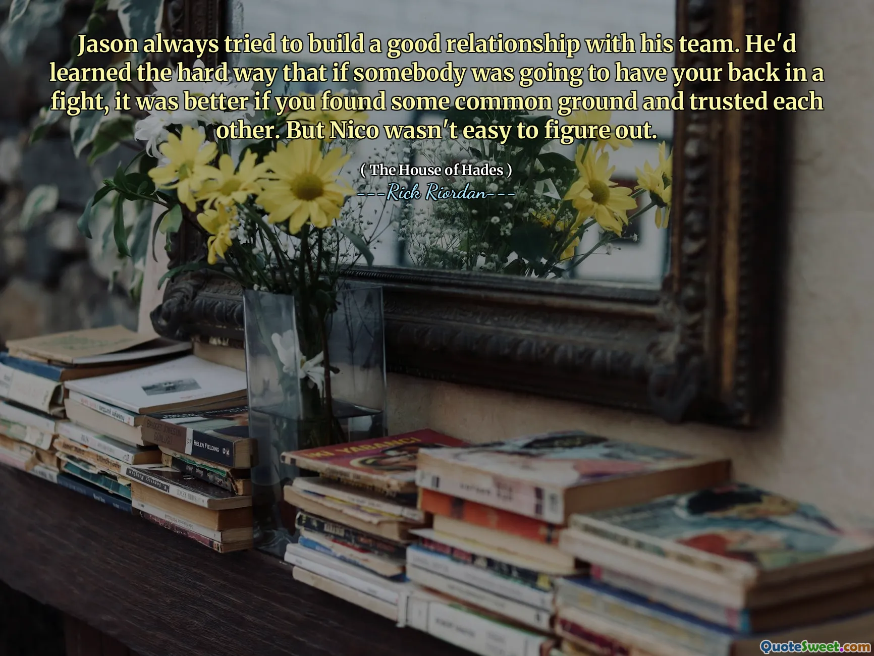Jason always tried to build a good relationship with his team. He'd learned the hard way that if somebody was going to have your back in a fight, it was better if you found some common ground and trusted each other. But Nico wasn't easy to figure out.