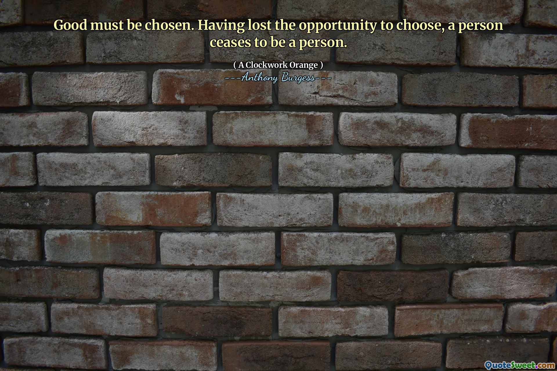 Good must be chosen. Having lost the opportunity to choose, a person ceases to be a person.