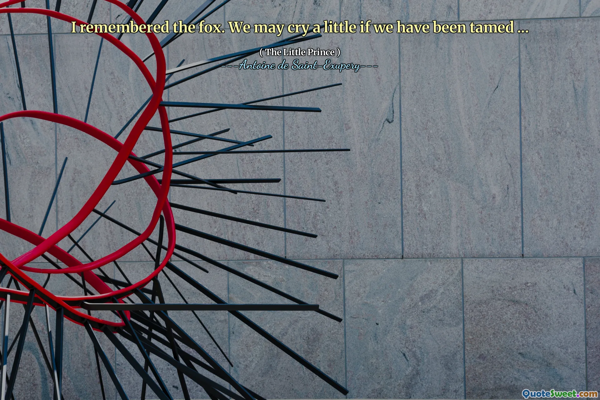 I remembered the fox. We may cry a little if we have been tamed ...