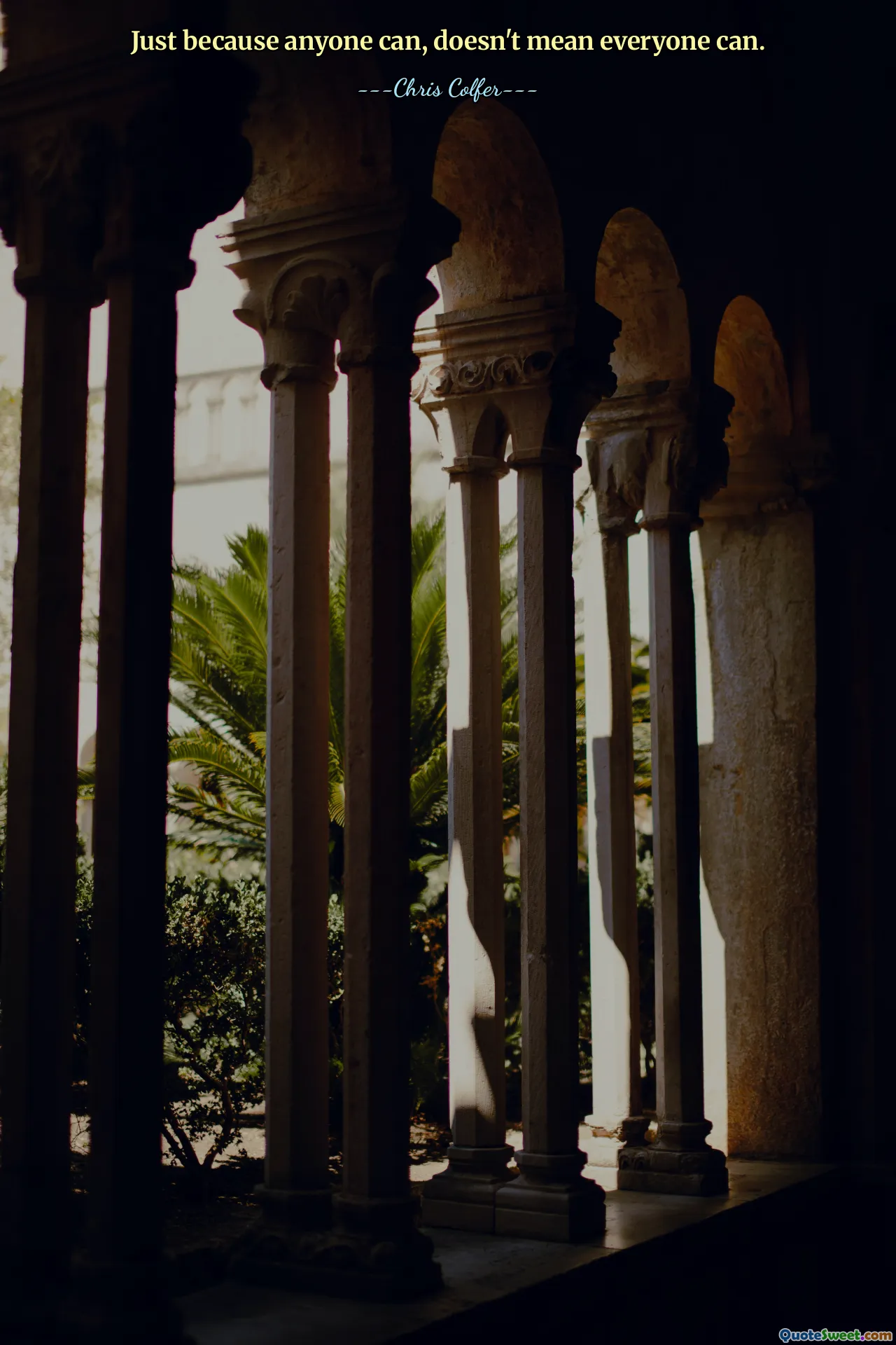 Just because anyone can, doesn't mean everyone can.