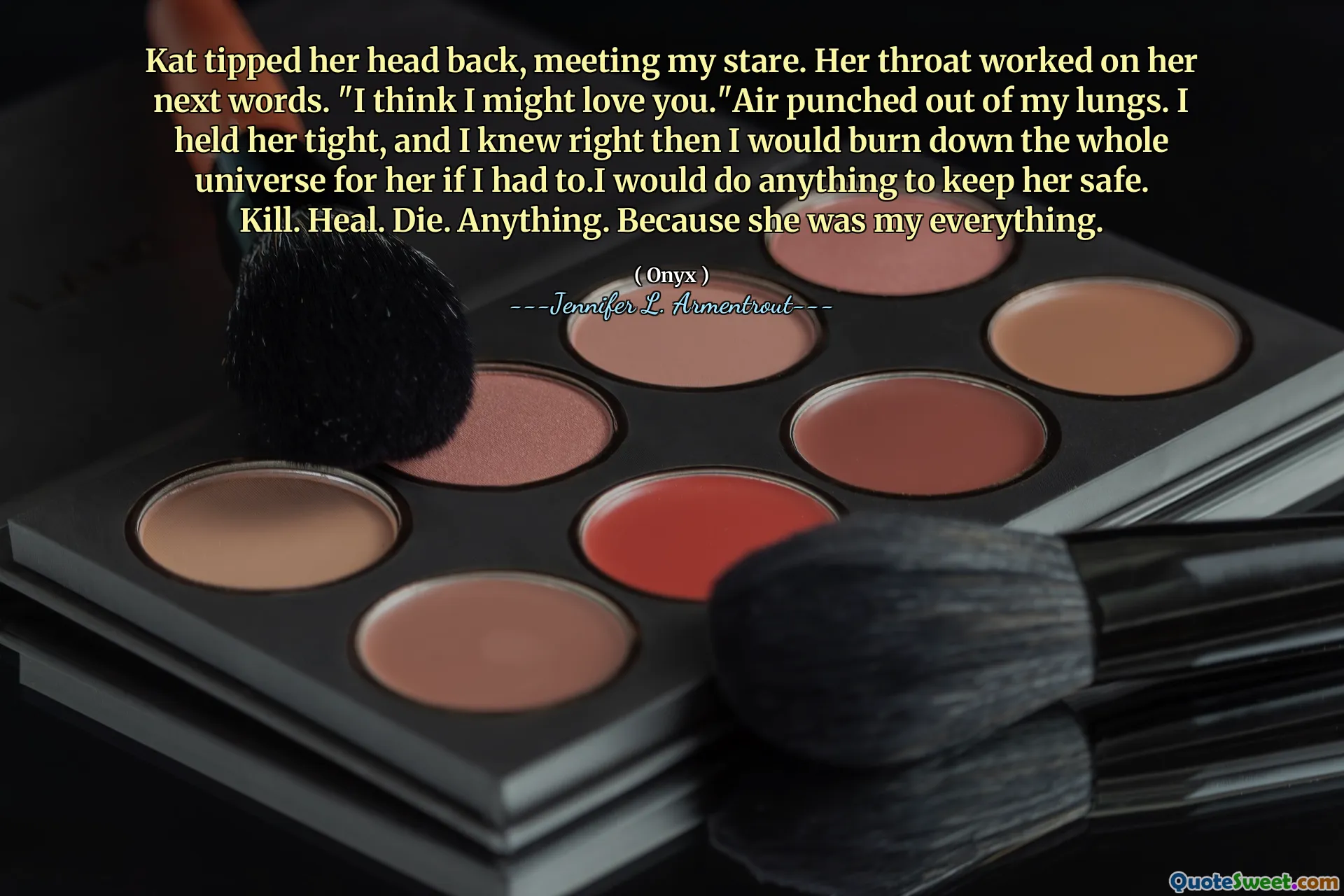 Kat tipped her head back, meeting my stare. Her throat worked on her next words. "I think I might love you."Air punched out of my lungs. I held her tight, and I knew right then I would burn down the whole universe for her if I had to.I would do anything to keep her safe. Kill. Heal. Die. Anything. Because she was my everything.