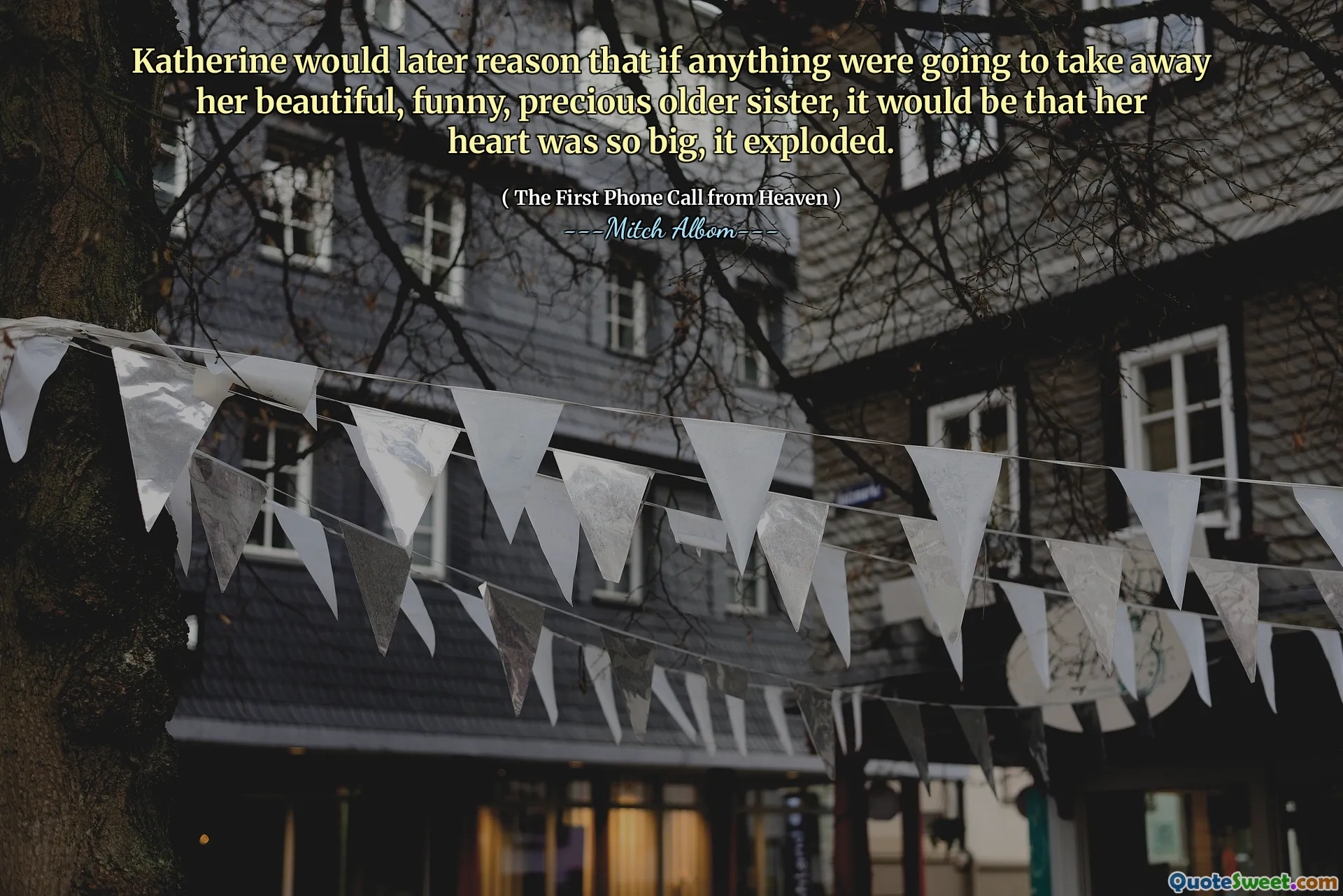 Katherine would later reason that if anything were going to take away her beautiful, funny, precious older sister, it would be that her heart was so big, it exploded.