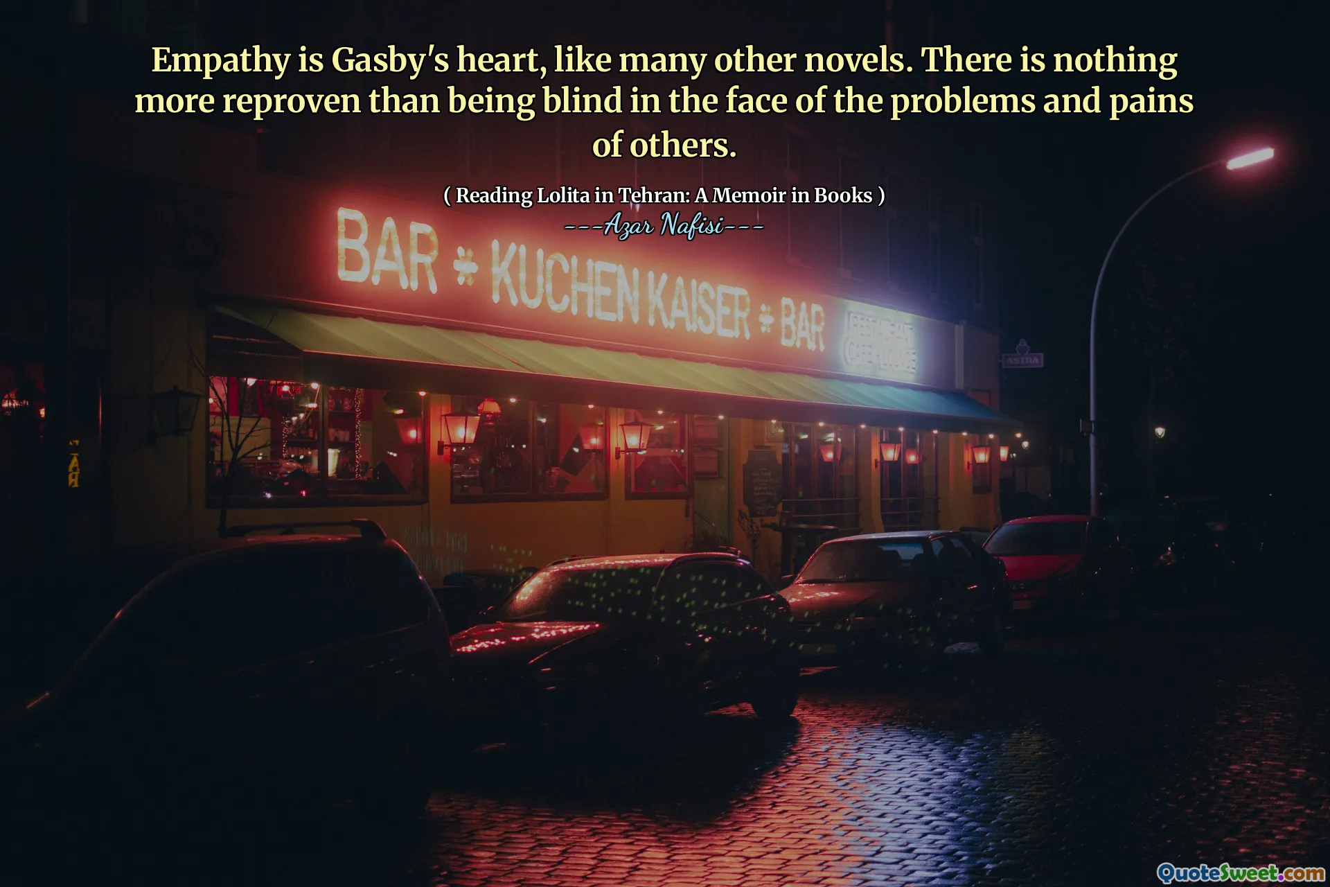 Empati är Gasbys hjärta, som många andra romaner. Det finns inget mer omprövning än att vara blind inför andras problem och smärta.
