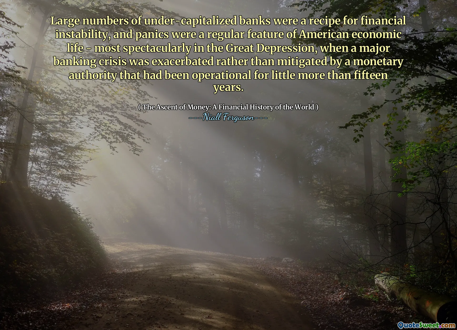 Large numbers of under-capitalized banks were a recipe for financial instability, and panics were a regular feature of American economic life - most spectacularly in the Great Depression, when a major banking crisis was exacerbated rather than mitigated by a monetary authority that had been operational for little more than fifteen years.
