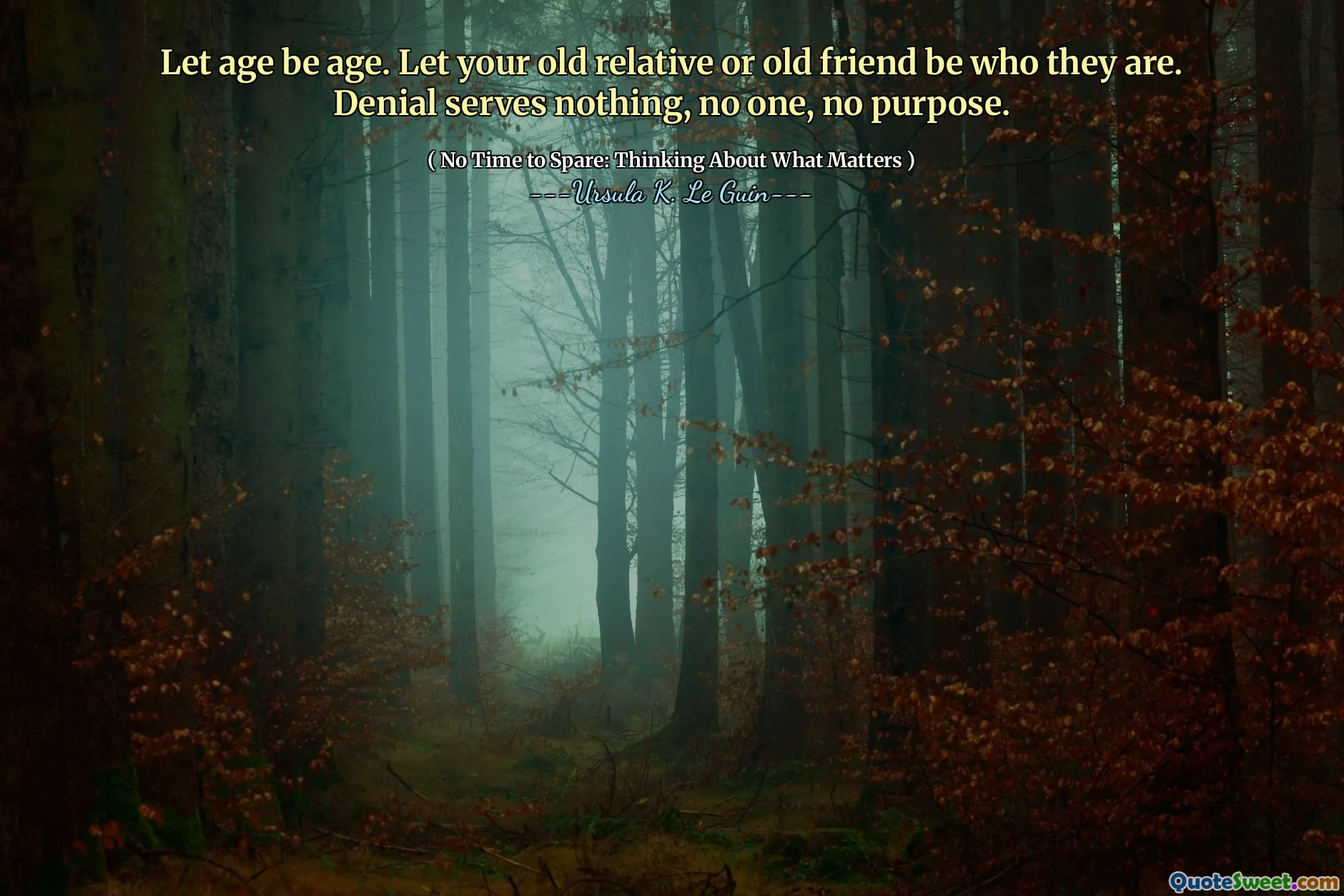 Let age be age. Let your old relative or old friend be who they are. Denial serves nothing, no one, no purpose.