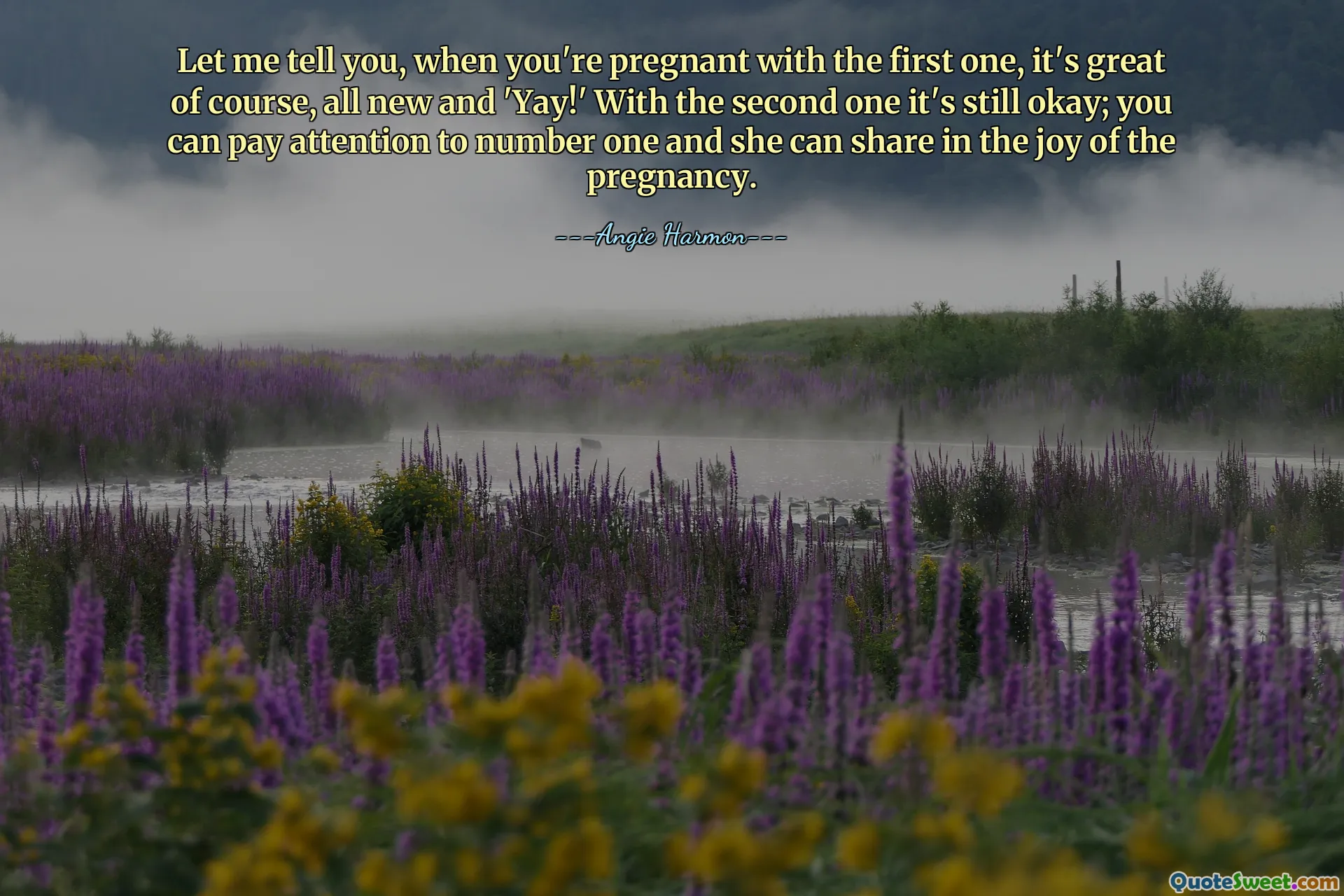 Let me tell you, when you're pregnant with the first one, it's great of course, all new and 'Yay!' With the second one it's still okay; you can pay attention to number one and she can share in the joy of the pregnancy.