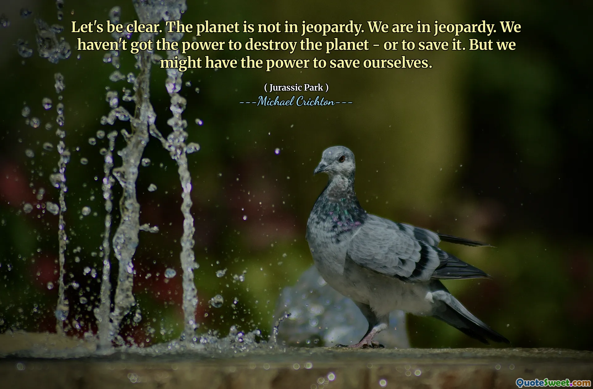 让我们清楚。地球不在危险中。我们处于危险之中。我们没有能力摧毁星球或保存地球。但是我们可能有能力拯救自己。