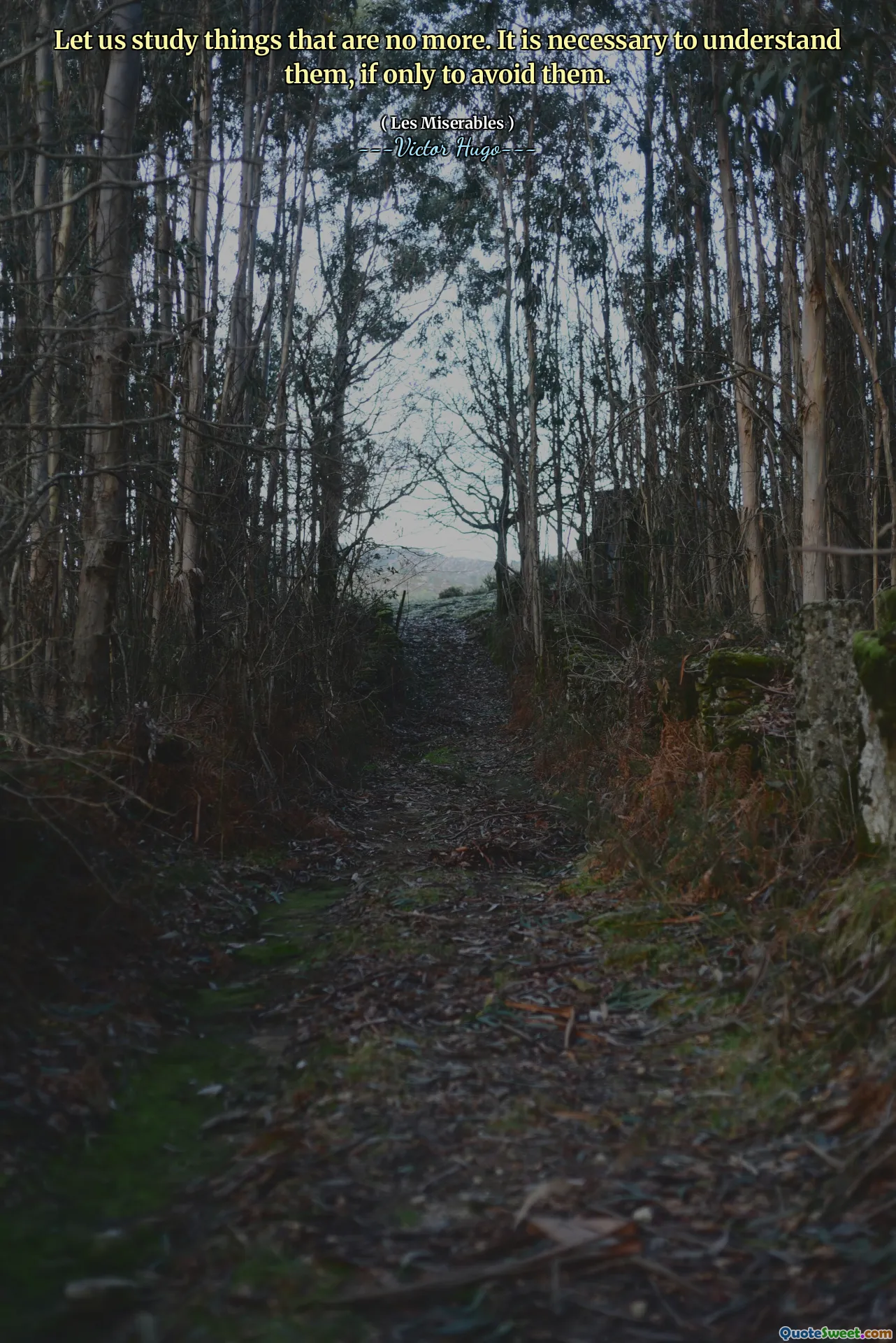 Let us study things that are no more. It is necessary to understand them, if only to avoid them.